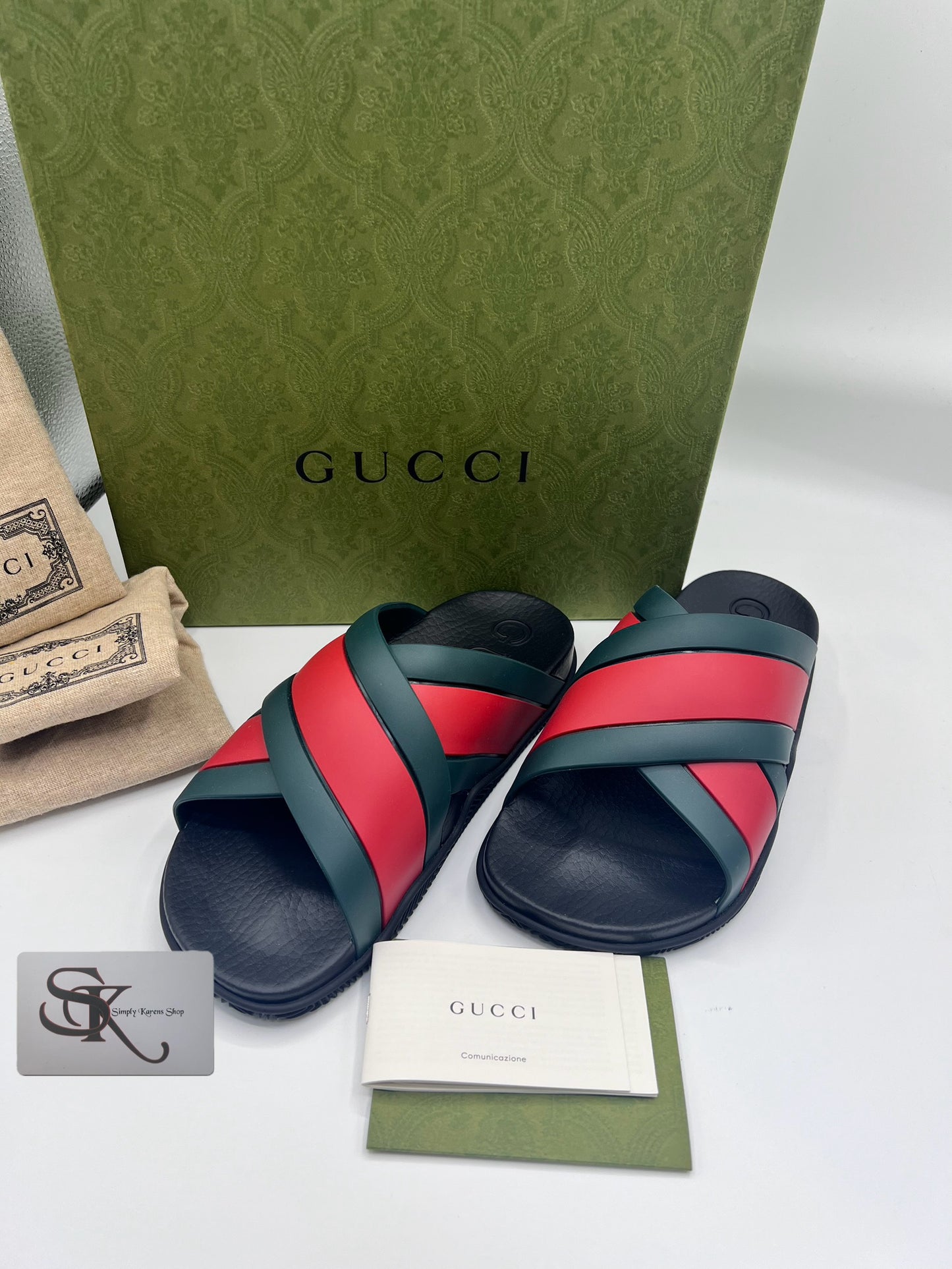 GUCCI WEB STRIPE RUBBER SLIDE S36