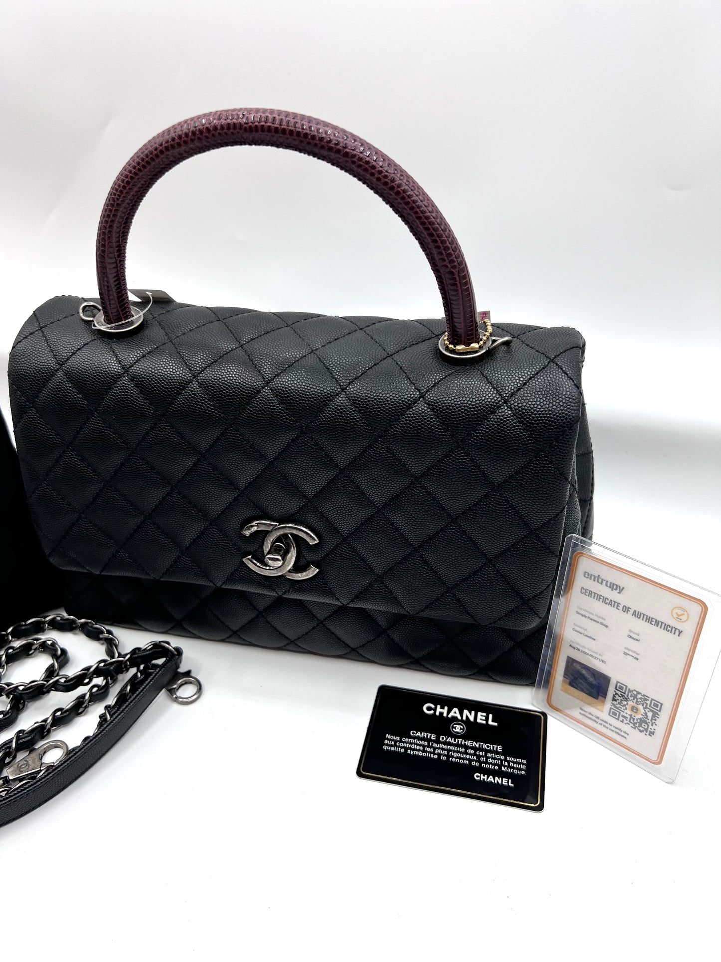 Chanel Caviar Coco python handle Matlase 2 way Bag series 23 mm size     (🇵🇭P361,200)