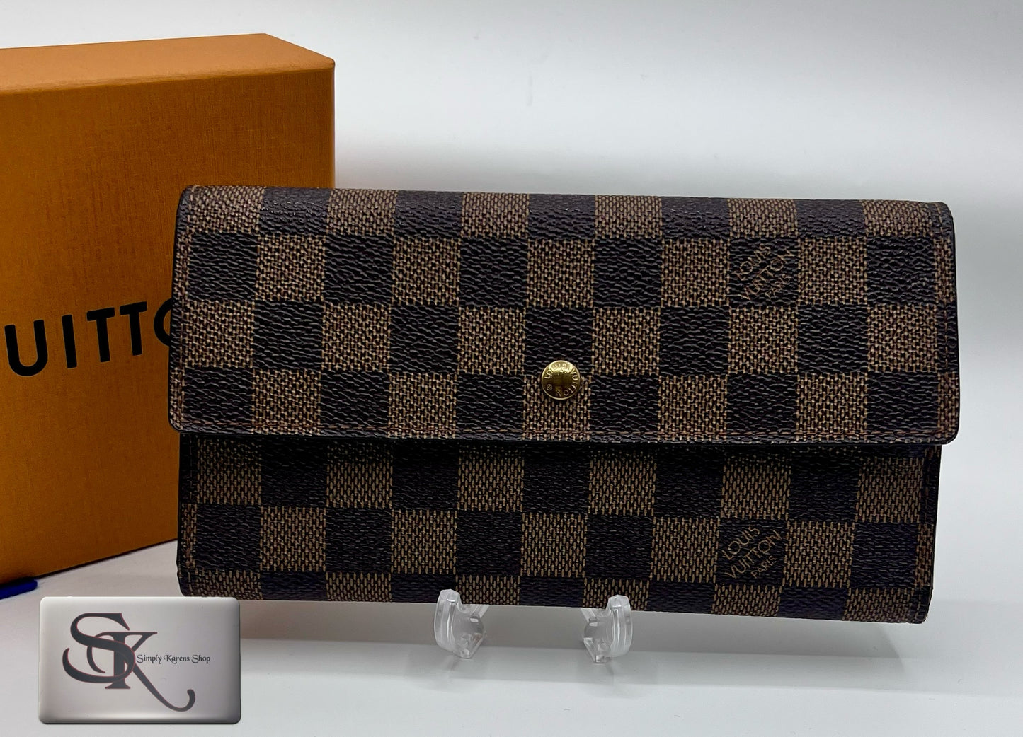 LV DAMIER EBENE TRIFOLD LONG WALLET