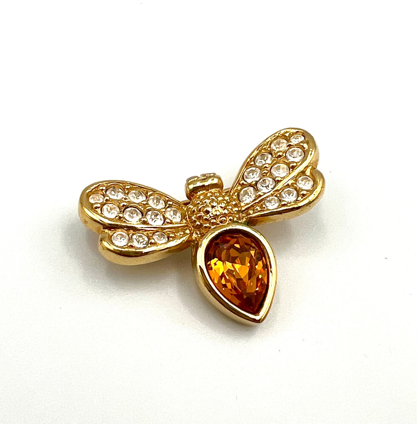 Swarovski Gold Tone Amber Topaz Crystal bee Brooch 31mm (🇵🇭P4,300)