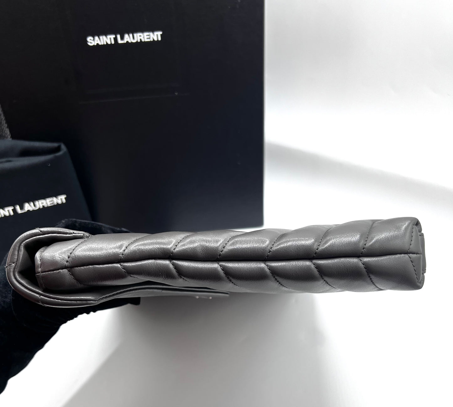 Yves Saint Laurent Lou Pouch Document Bag In Gray            (🇵🇭P34,400)