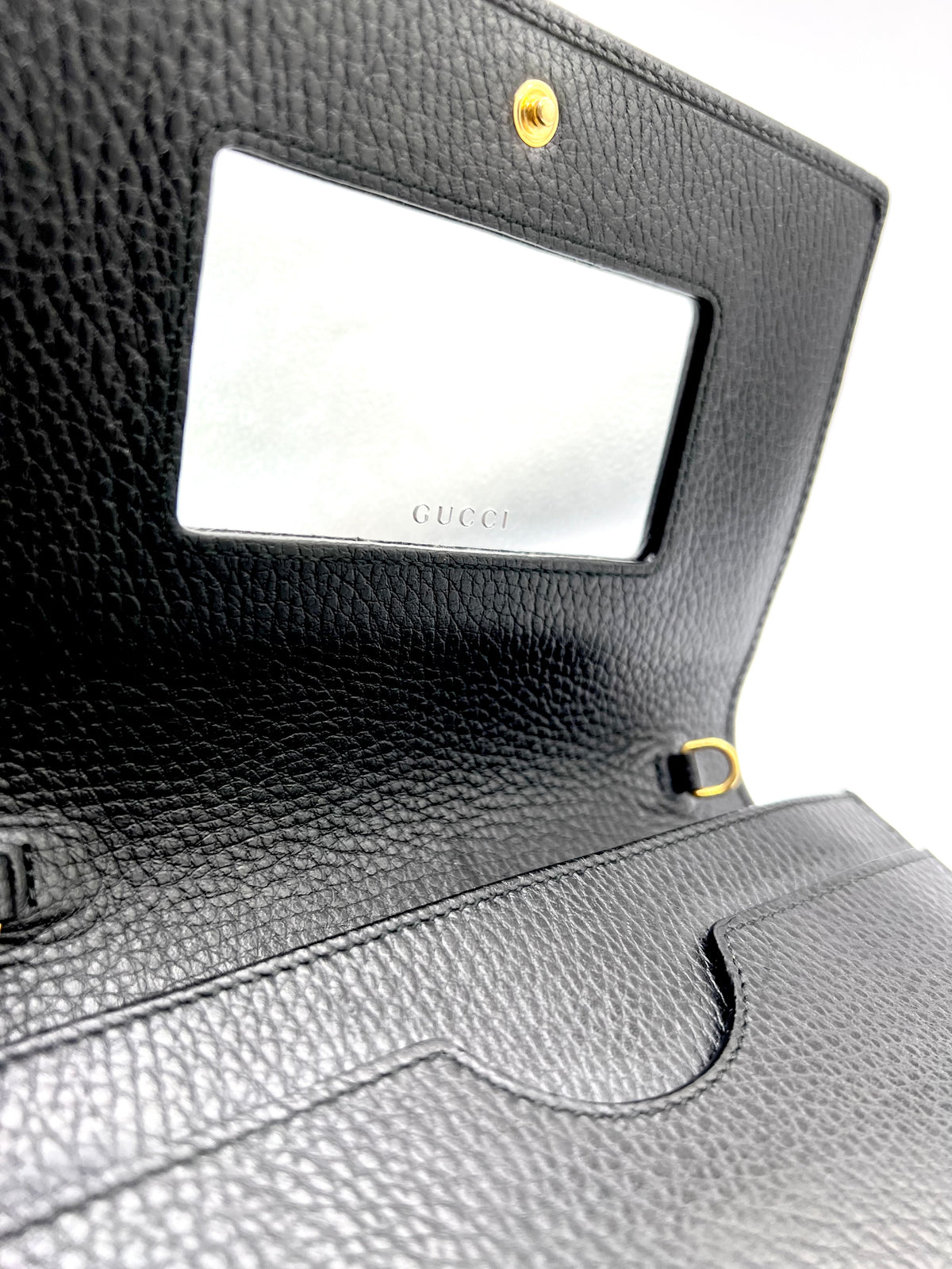 Gucci GG Marmont Black Leather Wallet On chain GHW