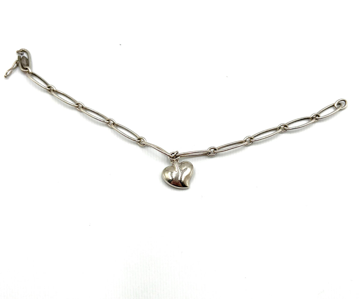 Tiffany & Co Elsa Peretti Silver 925 Full Heart Elongated Link Bracelet 17.5cm (🇵🇭P14,620)