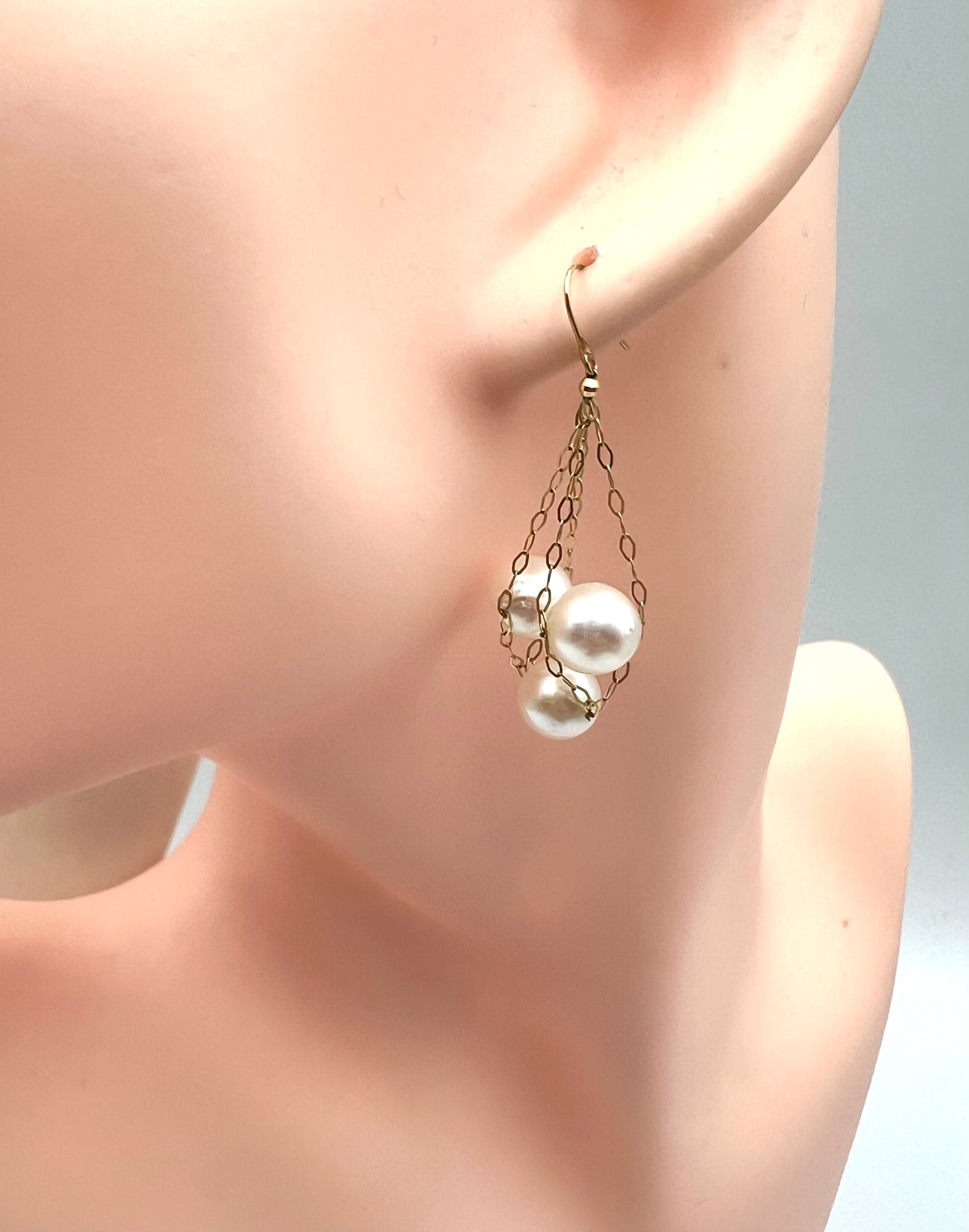 K18 Jp Gold Akoya Pearl Drop earings 7~7.5mm 3.8grms      (🇵🇭P24,510)