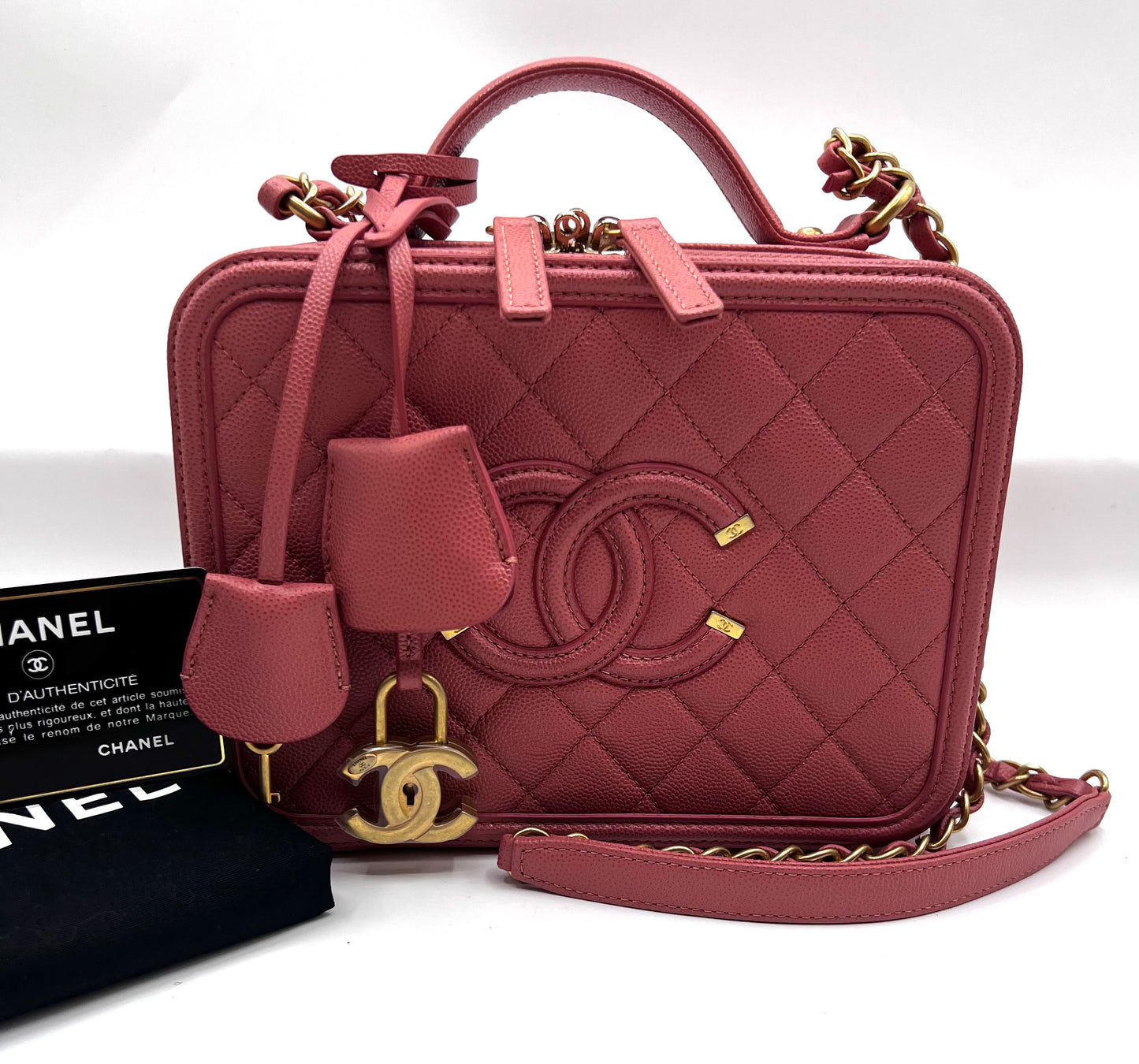 Chanel Caviar Vanity 21cm Rose Gold GHW Series 28        (🇵🇭P180,600)