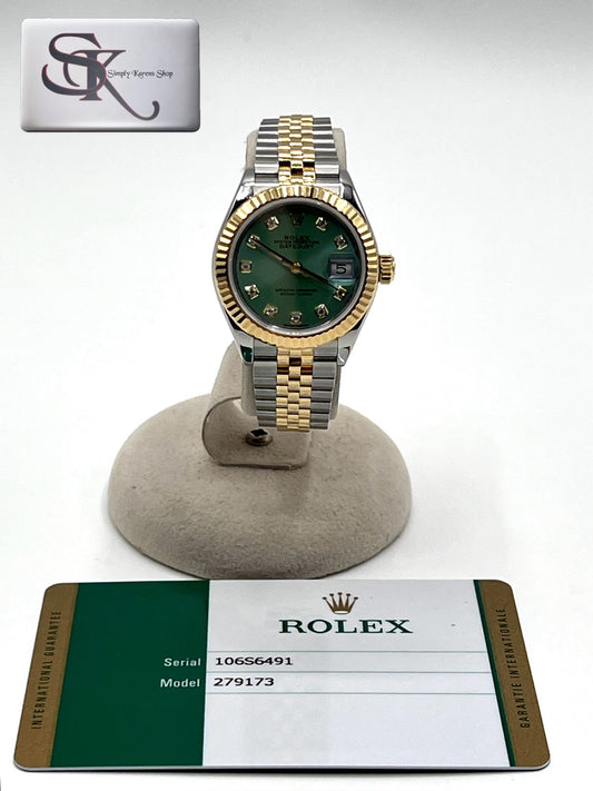 Rolex Date Just Mint Green Dial 10P/Dia 2 Tone SS/YG 16.5cm 28mm       (🇵🇭P898,700)