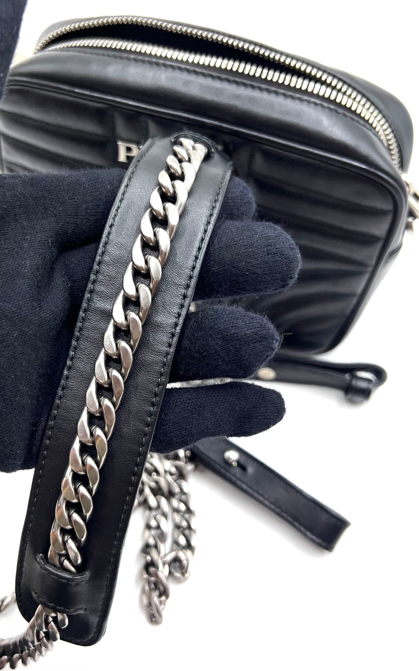 Prada Black Diagram Camera Chain Strap Cross body