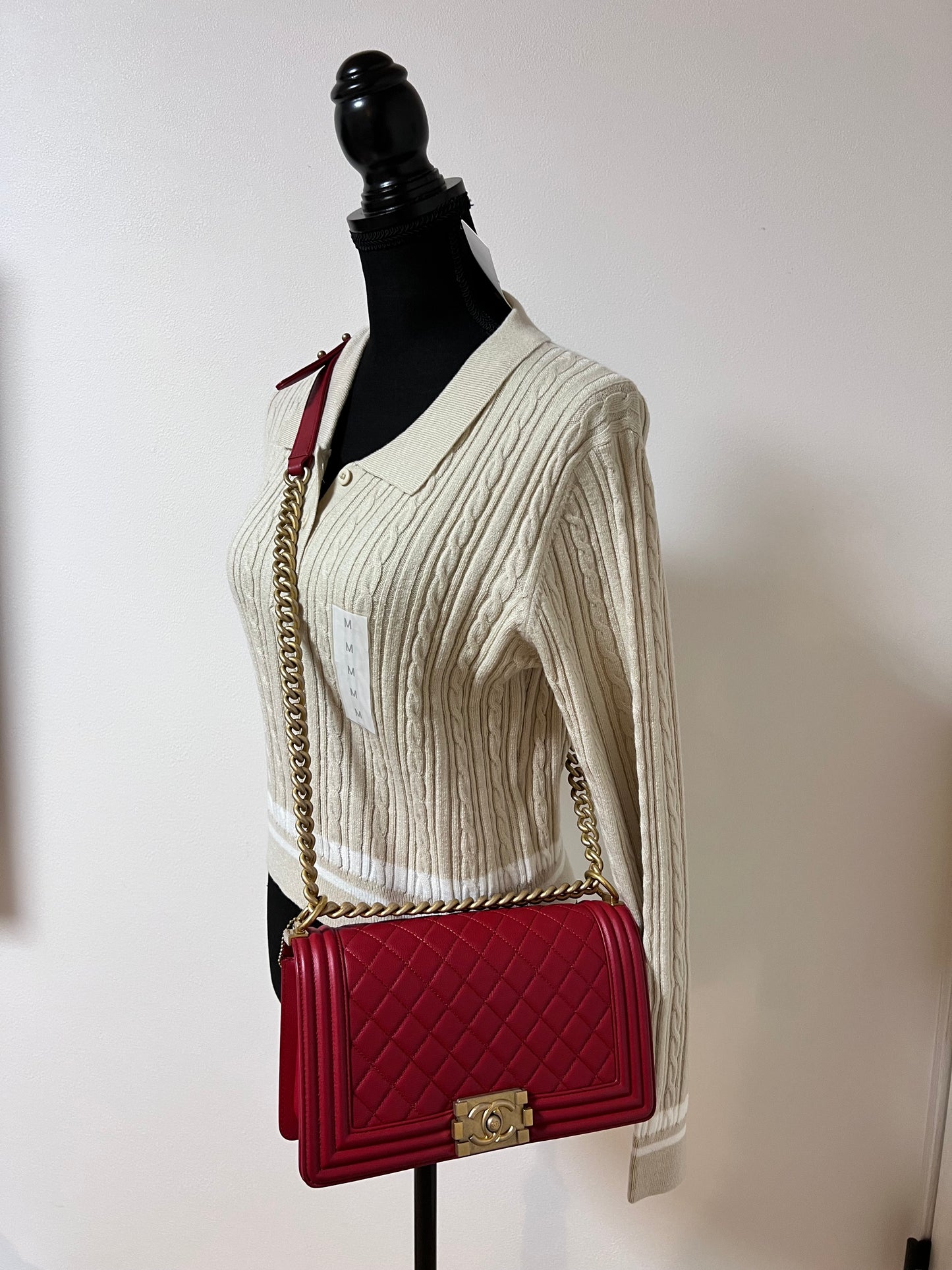 Chanel Caviar red Leboy Old Medium GHW