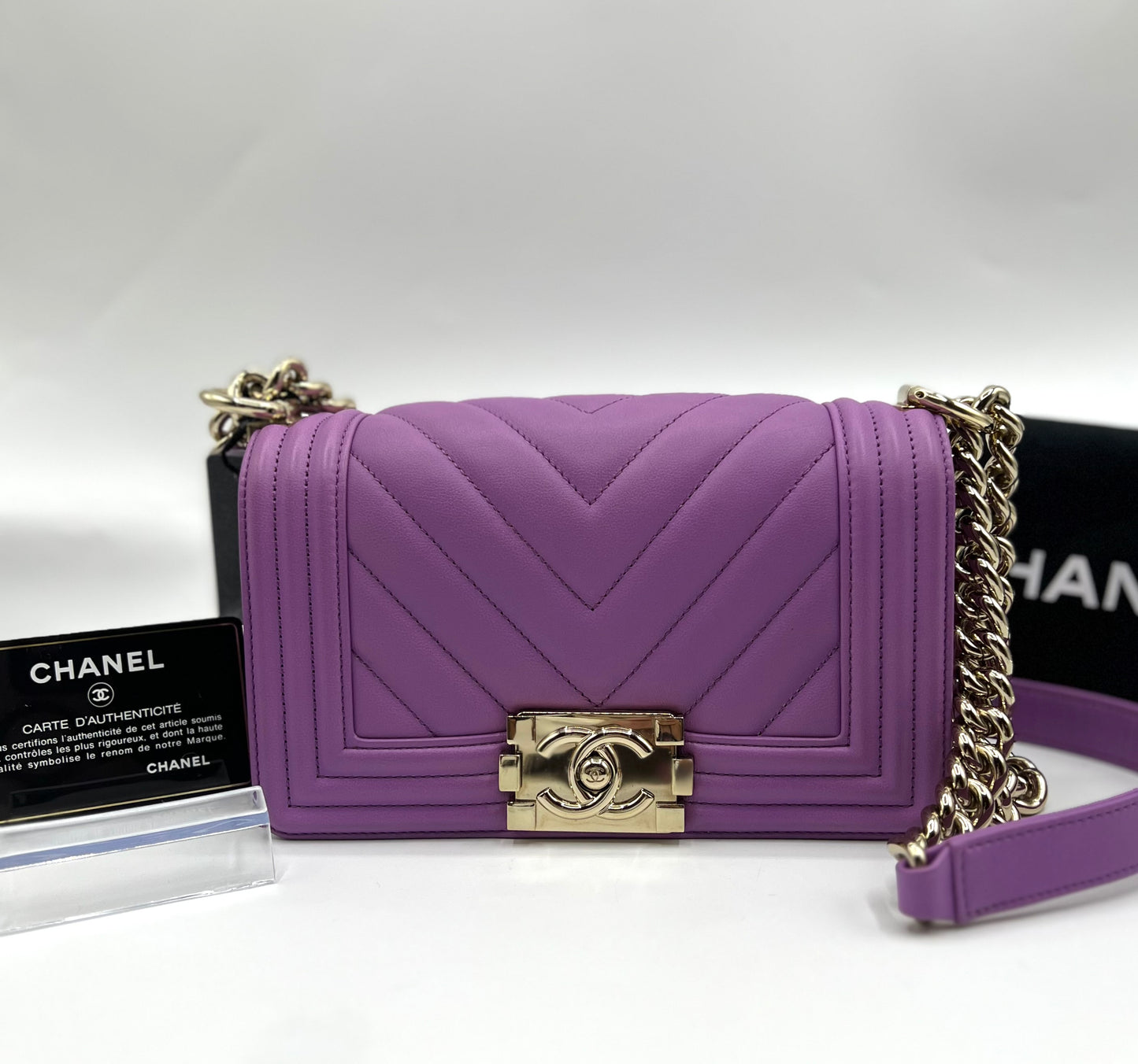 Chanel Leboy Purple Pm size Calfskin GHW Series29          (🇵🇭P197,800)