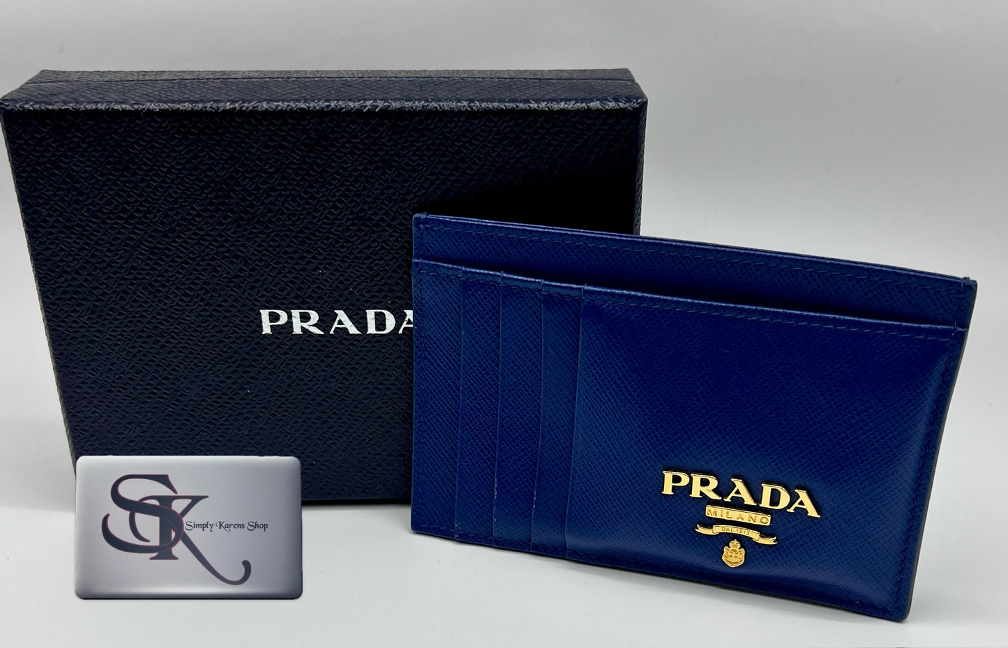 PRADA BLUETTE SAFFIANO CARD HOLDER