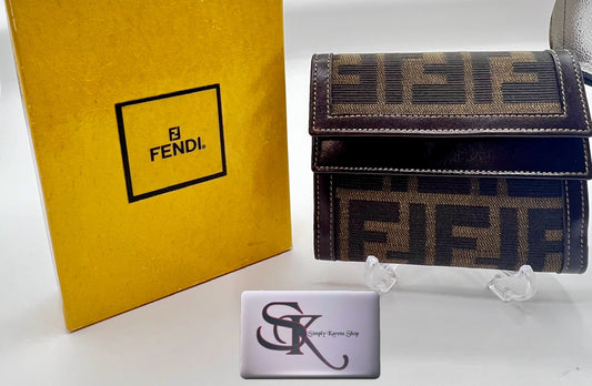 FENDI ZUCCA TRIFOLD DOUBLE HOOK SHORT WALLET