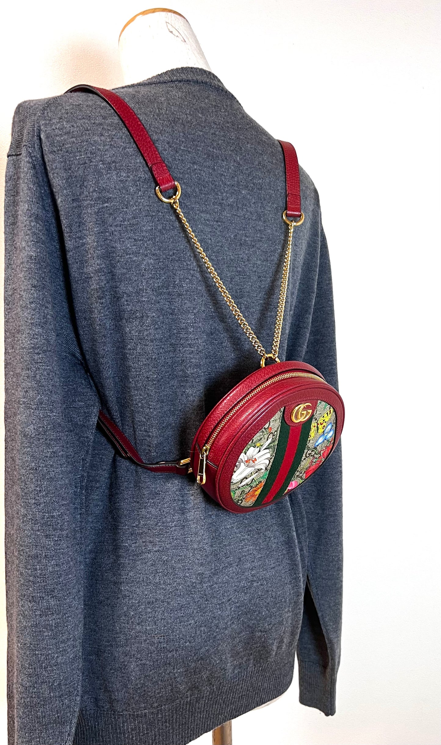 Gucci Ophidia GG Flora Mini Backpack in Red Leather and Canvas (🇵🇭P37,840)