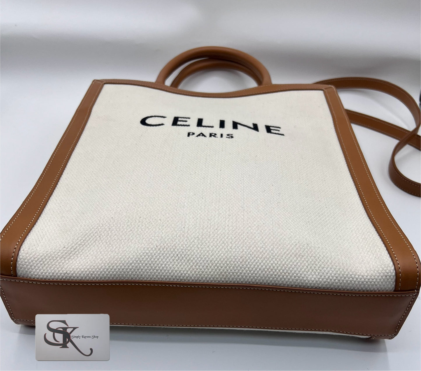 CELINE CABAS SMALL VERTICAL NATURAL TAN 2 WAY BAG