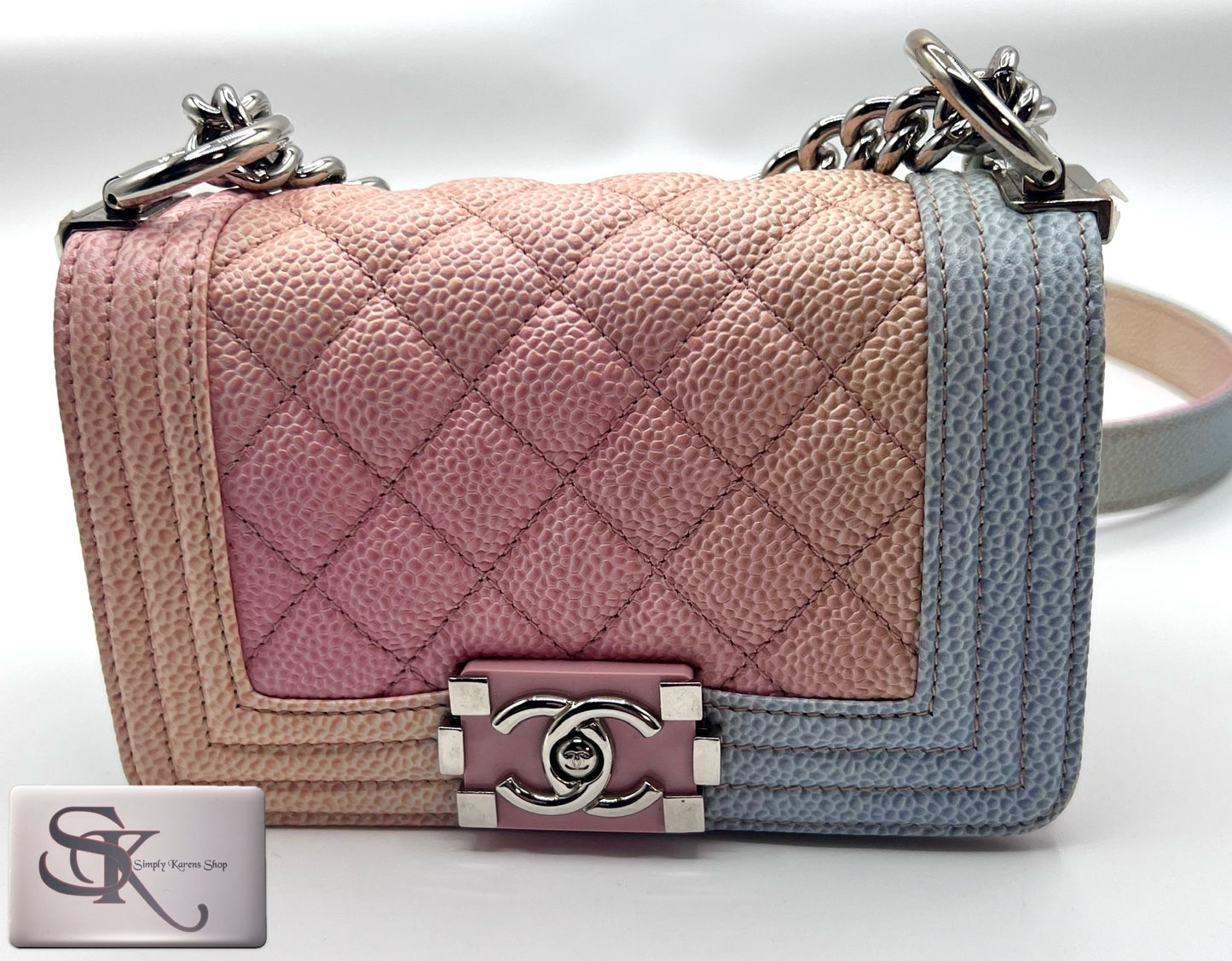 Chanel Leboy mini Rainbow Caviar Skin Flap chain Bag