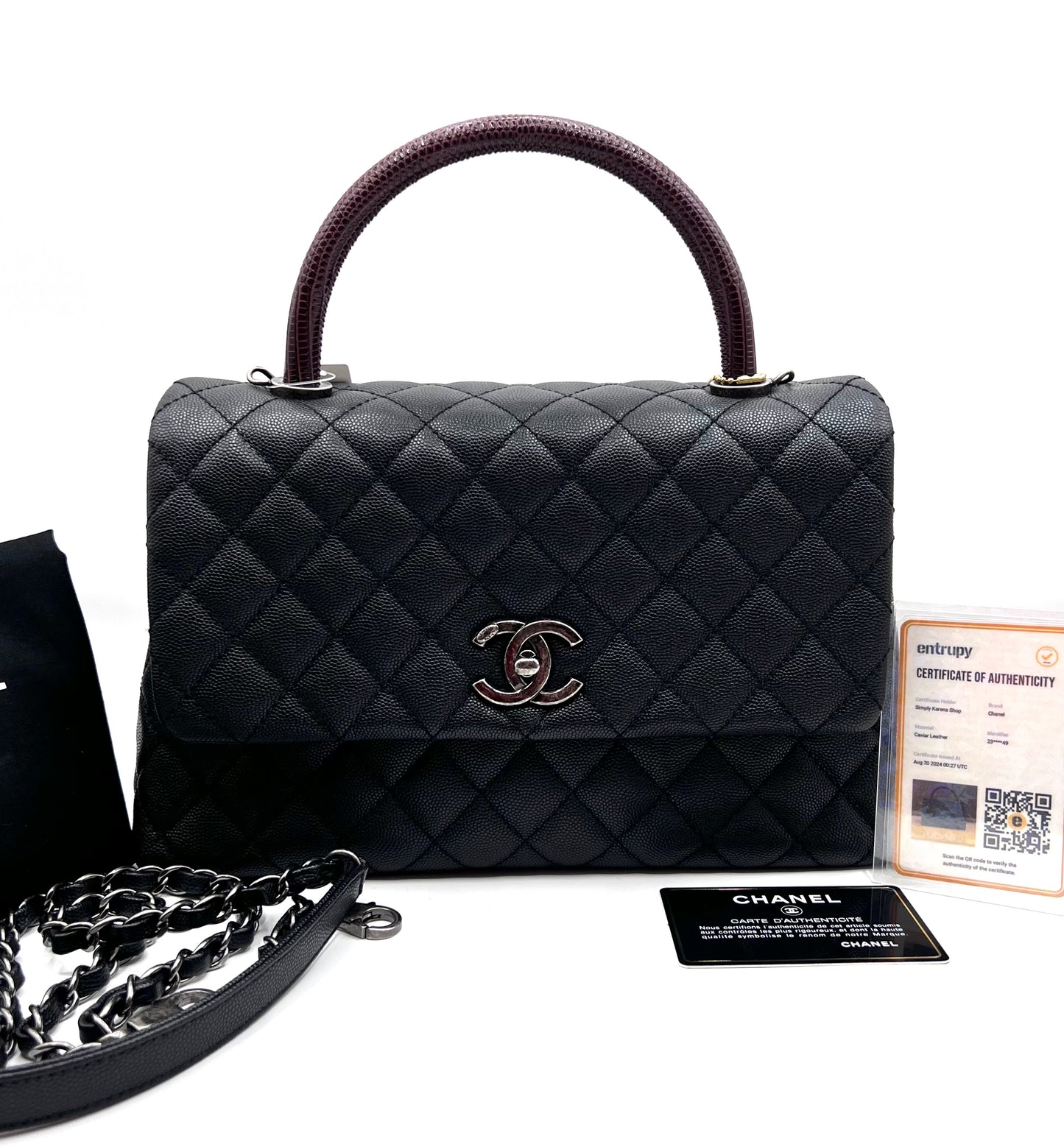 Chanel Caviar Coco python handle Matlase 2 way Bag series 23 mm size     (🇵🇭P361,200)