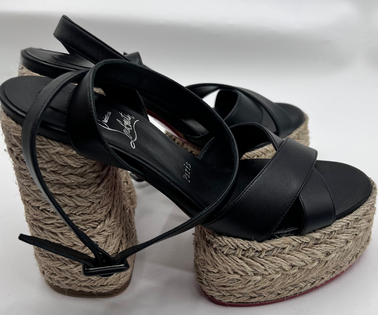 Christian Louboutin Open Toe Ankle Strap Espadril Wedge Sandals S24cm  (🇵🇭P18,060)