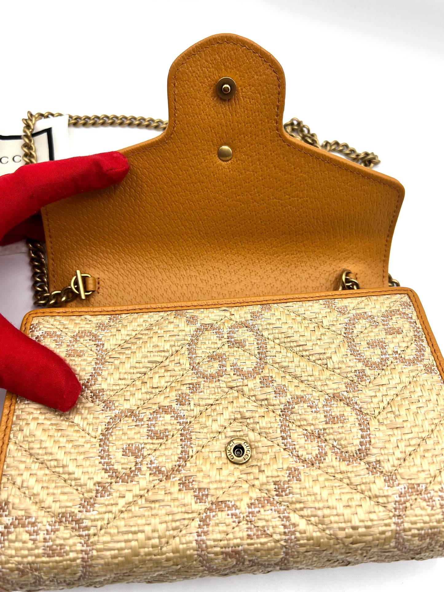 Gucci GG Marmont Raffia Flap wallet on chain    (🇵🇭P59,340)