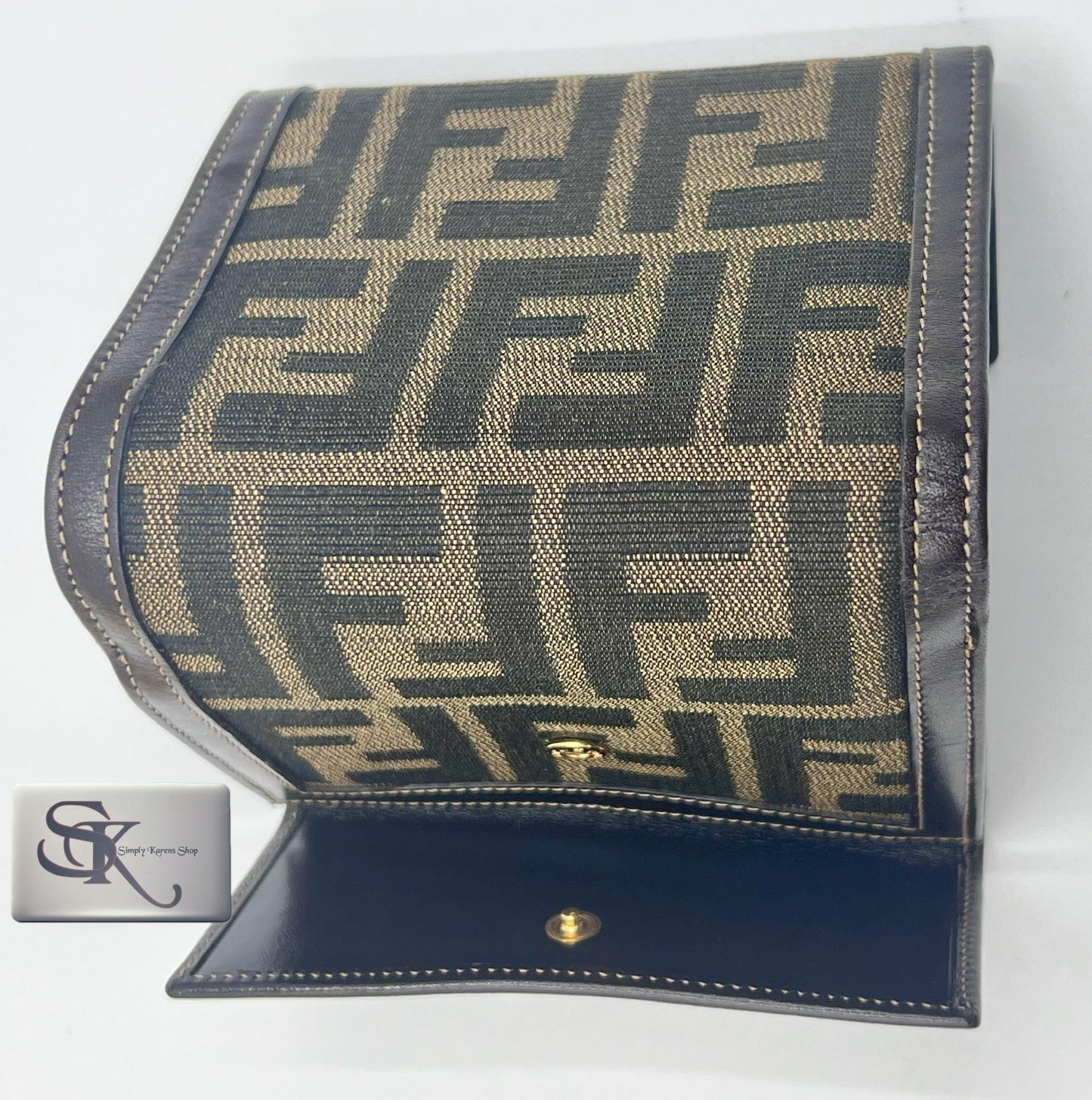 FENDI ZUCCA TRIFOLD DOUBLE HOOK SHORT WALLET