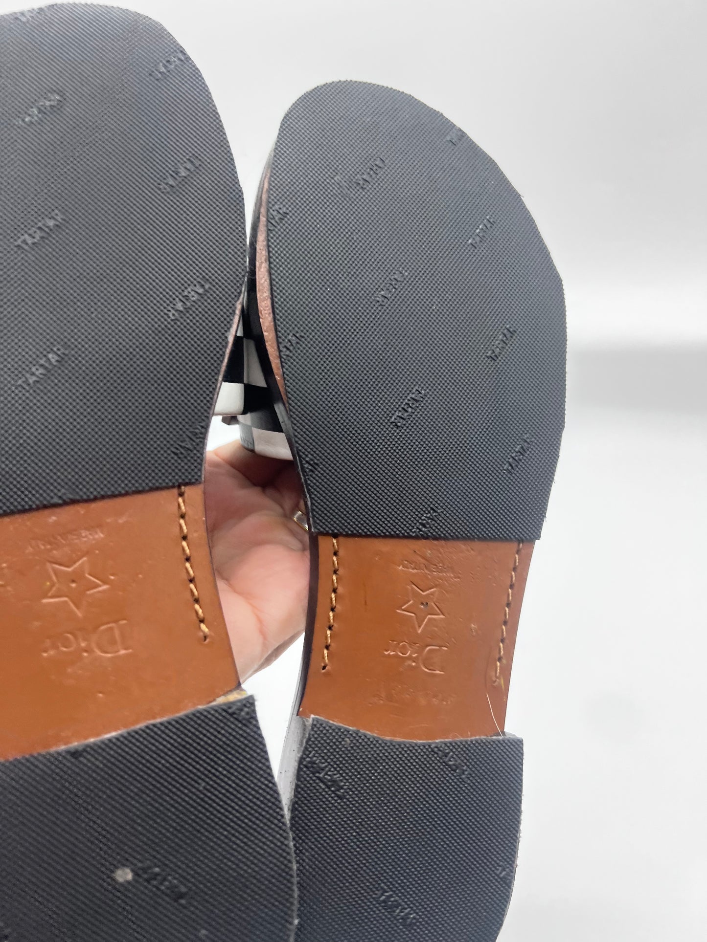 Christian Dior Revolution Checkered Calfskin Slide Sandals Size 36  (🇵🇭P20,640)