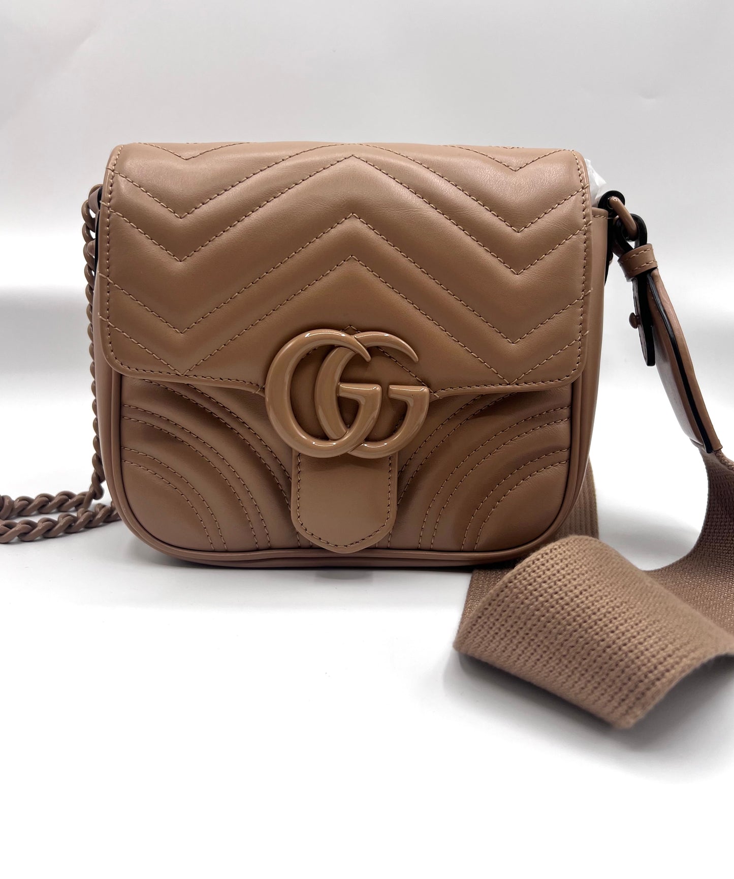 Gucci GG Marmont Neutral Mini Padded Crossbody Bag