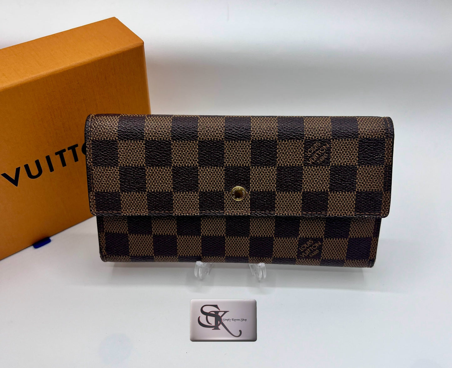 LV DAMIER EBENE TRIFOLD LONG WALLET