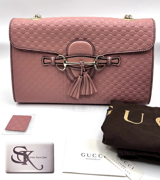Gucci Guccissima Horsebit Emily Shoulder Bag MM Blush Pink  (🇵🇭P42,140)