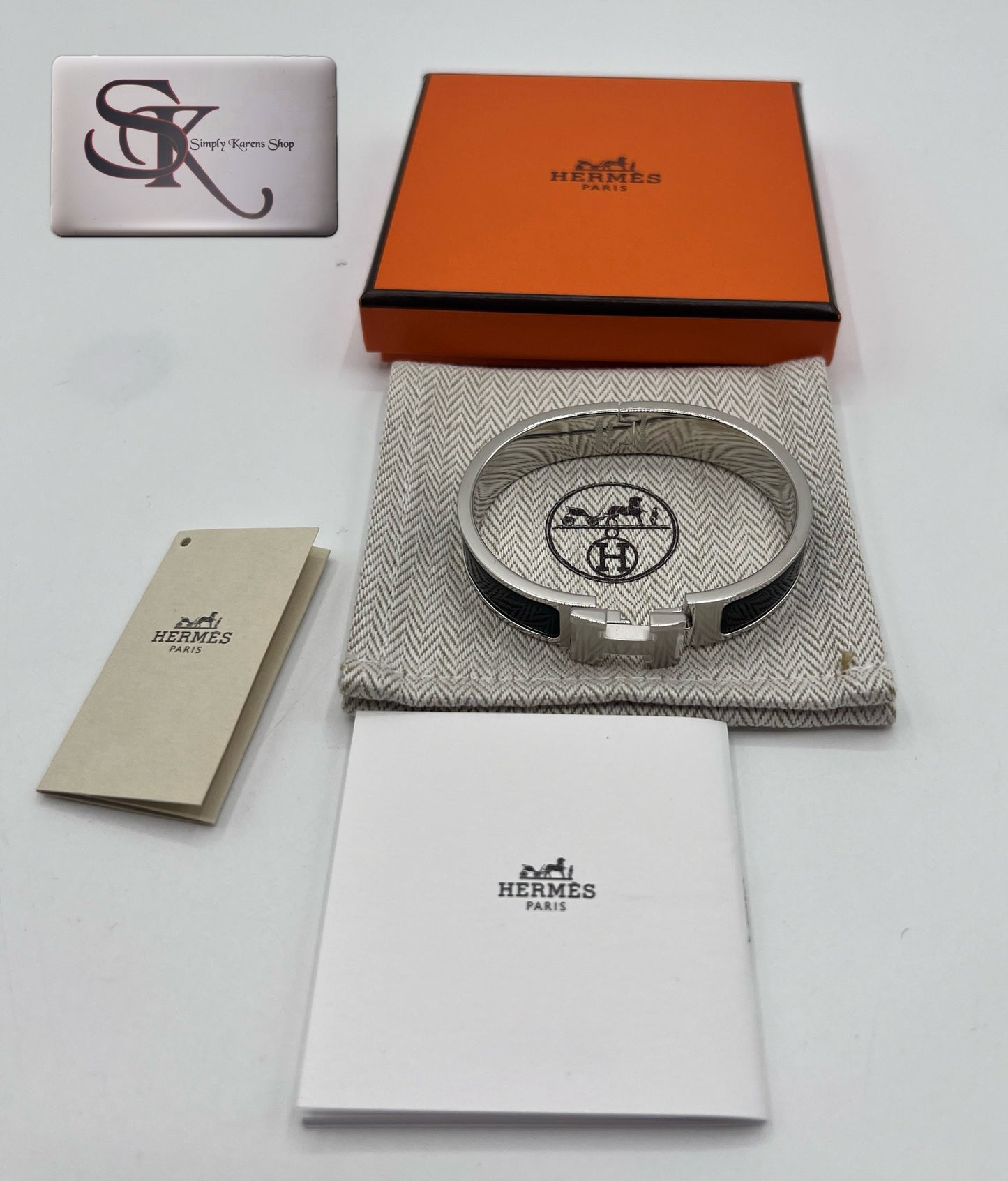 Hermes Clic Clac Black Enamel Silver Hard ware