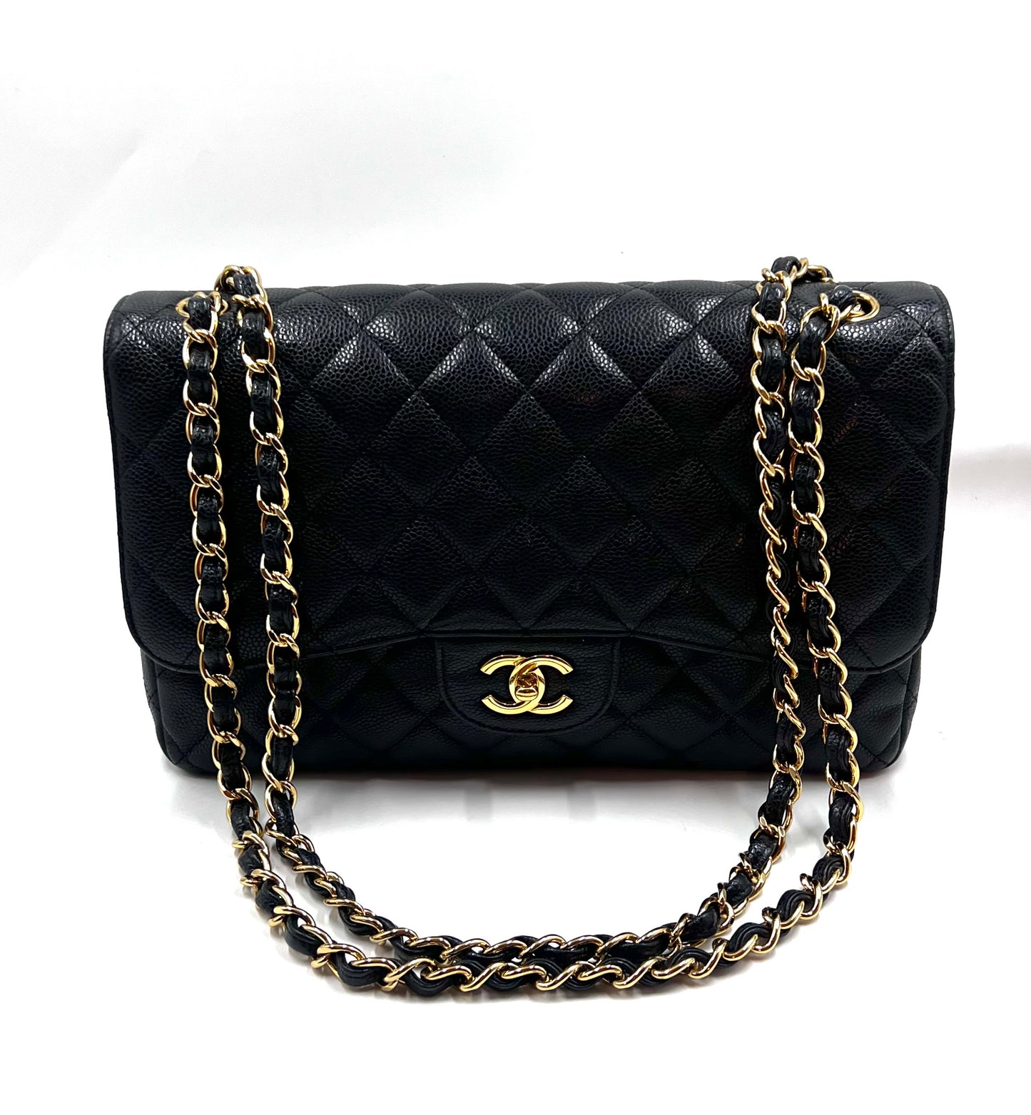 Chanel Classic Black Jumbo Caviar Double Flap GHW S30cm Series 15  (🇵🇭P318,200)