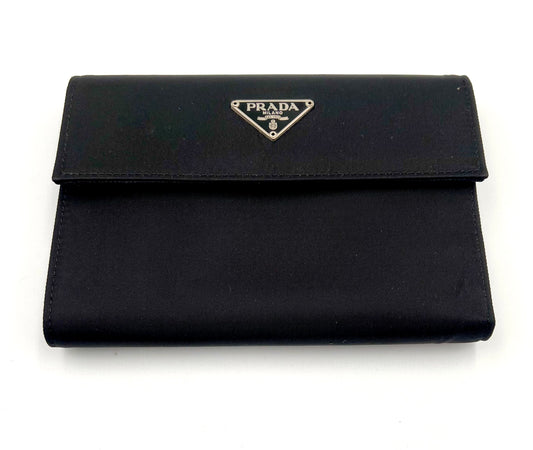 Prada Tessuto Pocono Logo Black Nylon Semi Long Wallet  (🇵🇭P13,760)