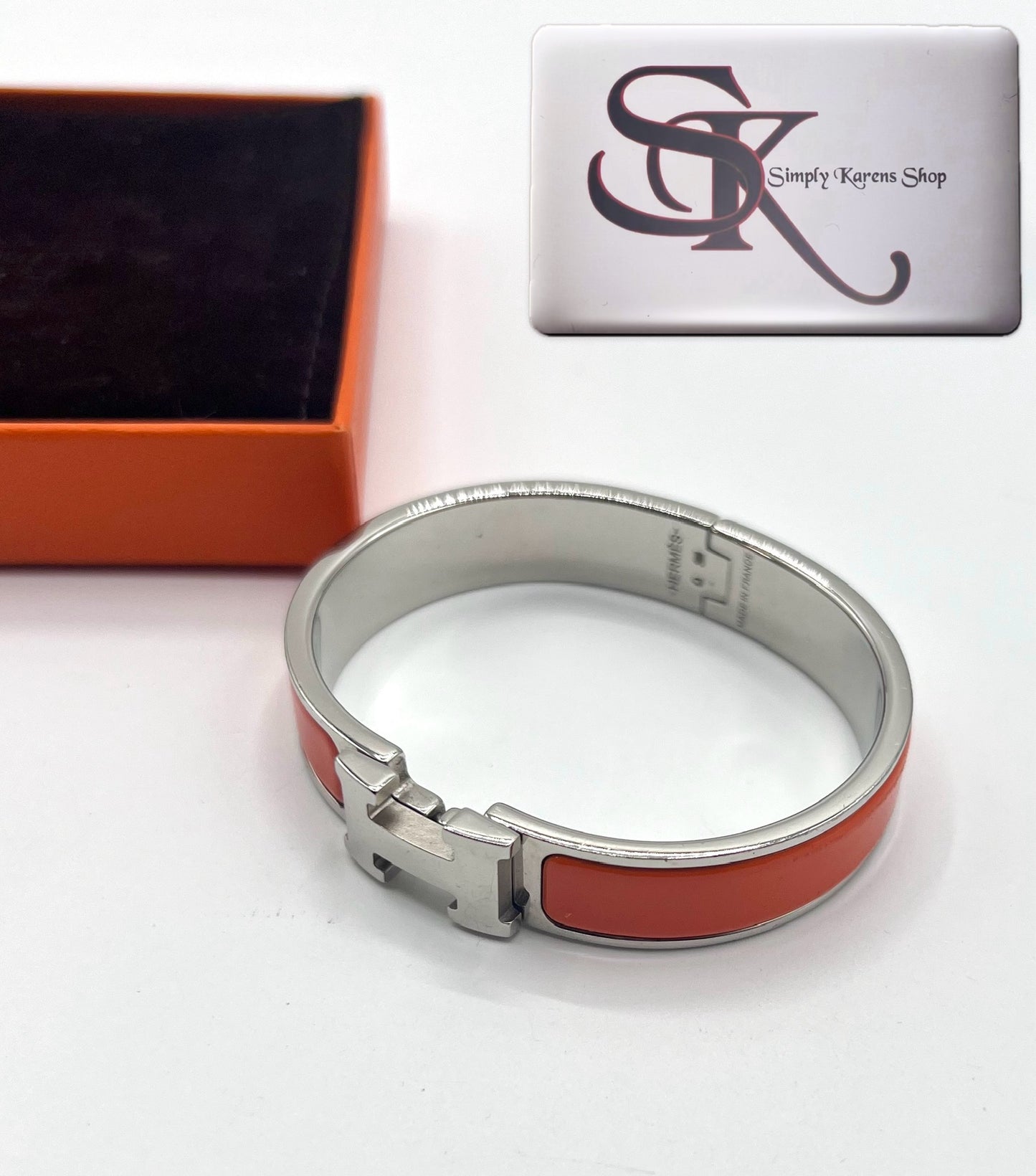 Hermes Clic clac Bangle Orange Enamel Palladium             (🇵🇭P29,240)