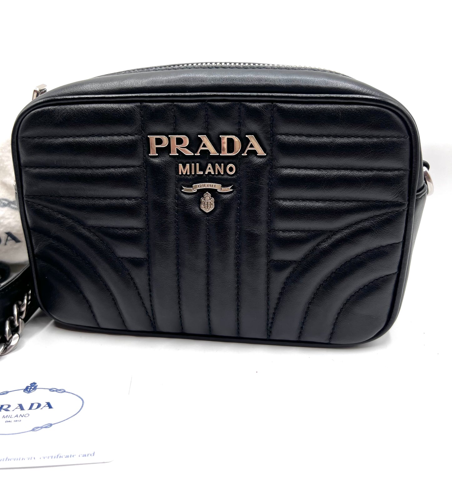 Prada Black Diagram Camera Chain Strap Cross body