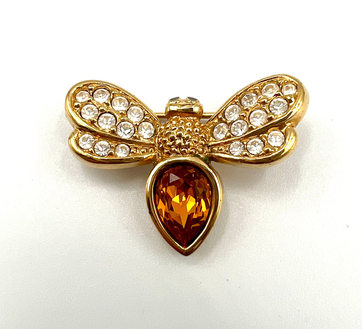 Swarovski Gold Tone Amber Topaz Crystal bee Brooch 31mm (🇵🇭P4,300)
