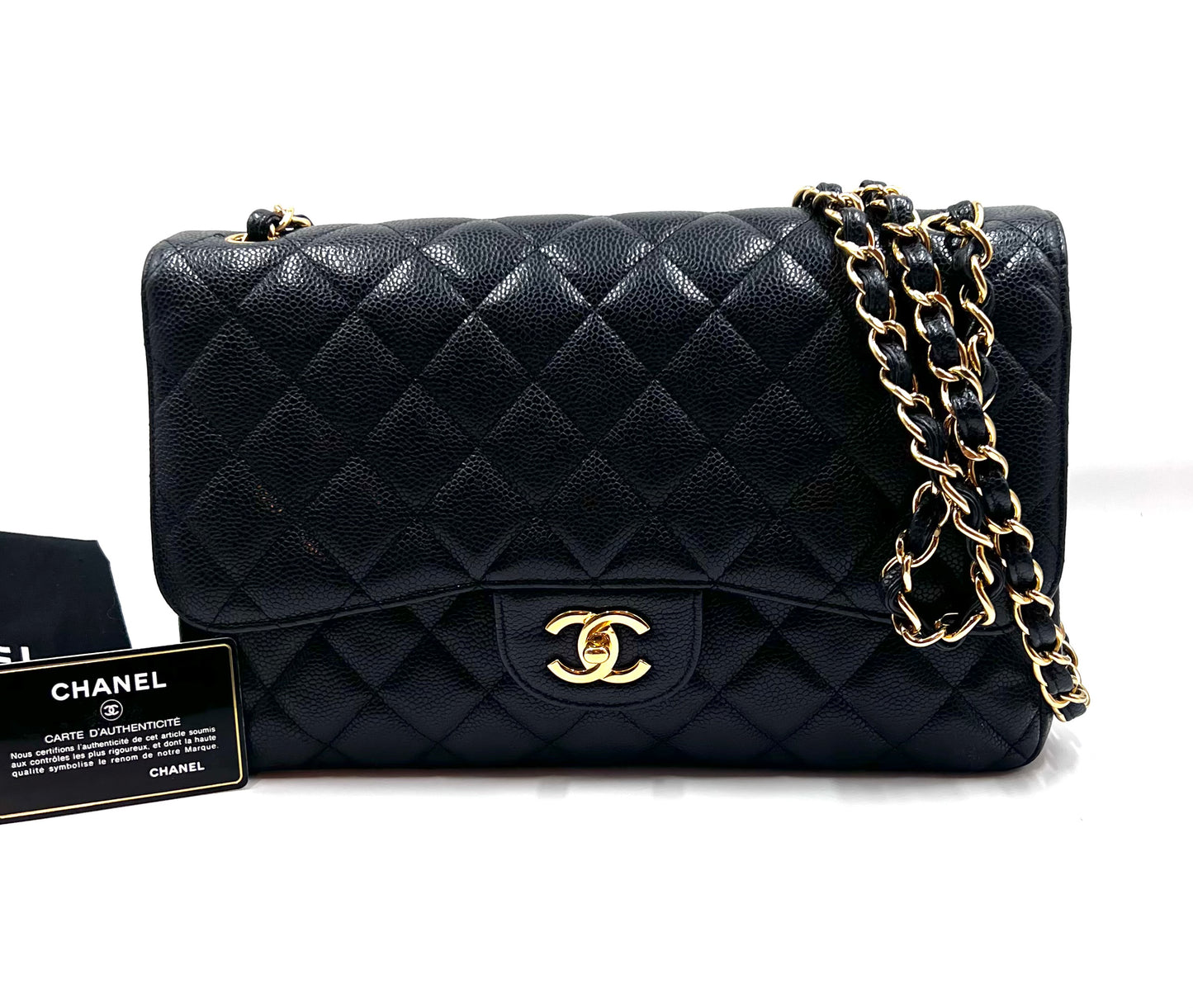 Chanel Classic Black Jumbo Caviar Double Flap GHW S30cm Series 15  (🇵🇭P318,200)