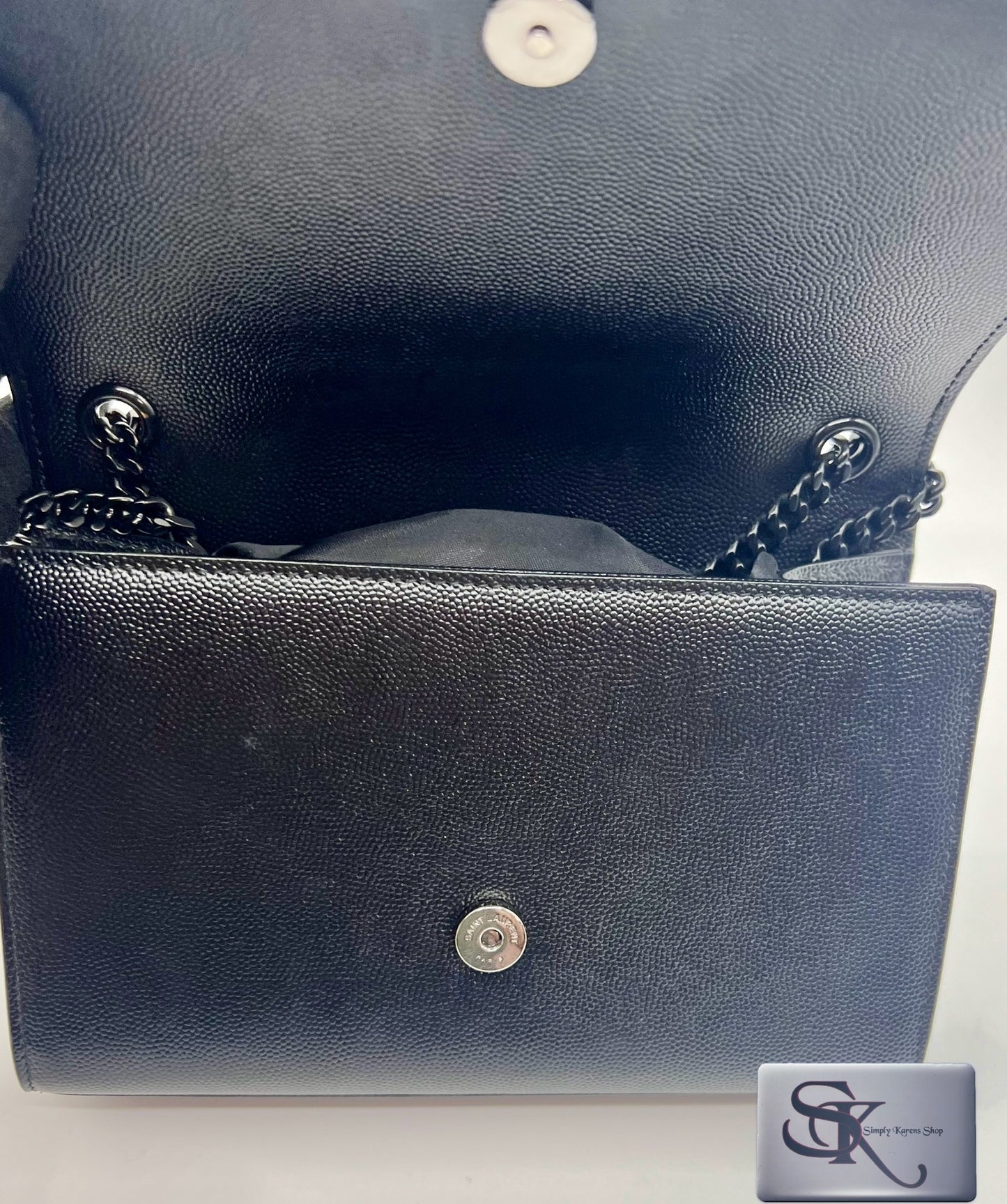 Ysl Kate Satchel So Black Grain De Poudre Pm Flap chain Bag