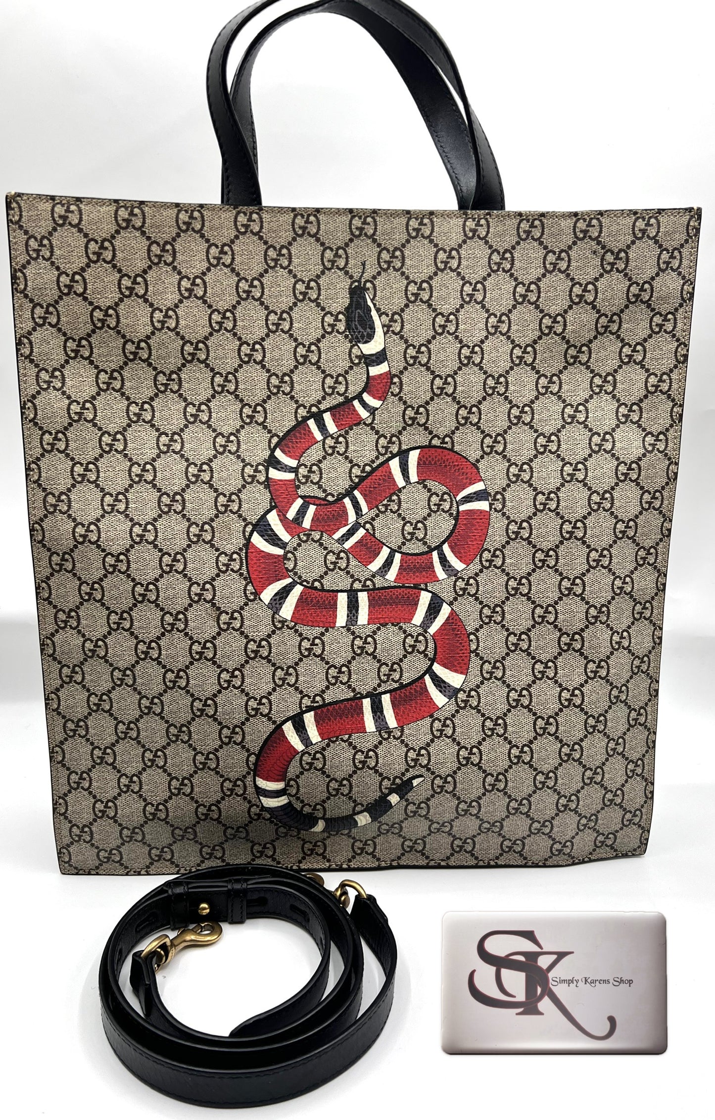 Gucci GG Supreme Coated Canvas King Snake Print Sac flat tote bag     (🇵🇭P50,740)