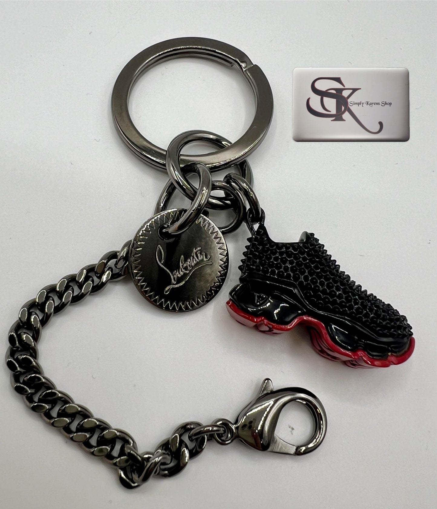 CHRISTIAN LOUBOUTIN SPIKE SNEAKER BAG CHARM / KEY HOLDER