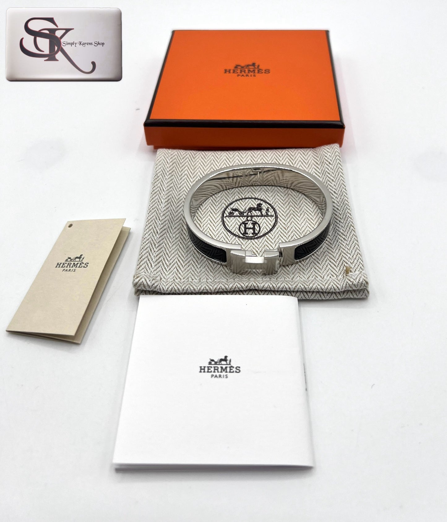Hermes Clic Clac Black Enamel Silver Hard ware