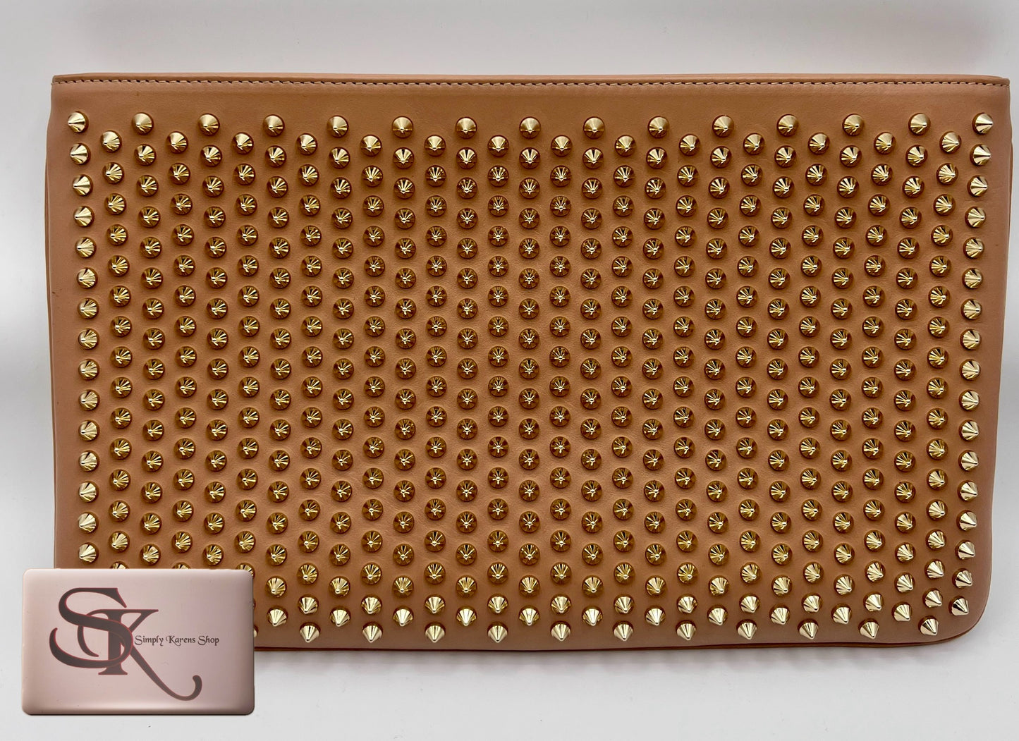 CHRISTIAN LOUBOUTIN LOUBIPOSH SPIKE STUD CLUTCH CROSSBODY BAG