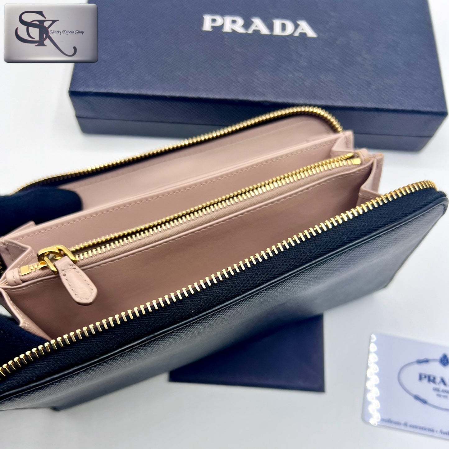 Prada Saffiano Zip around wallet