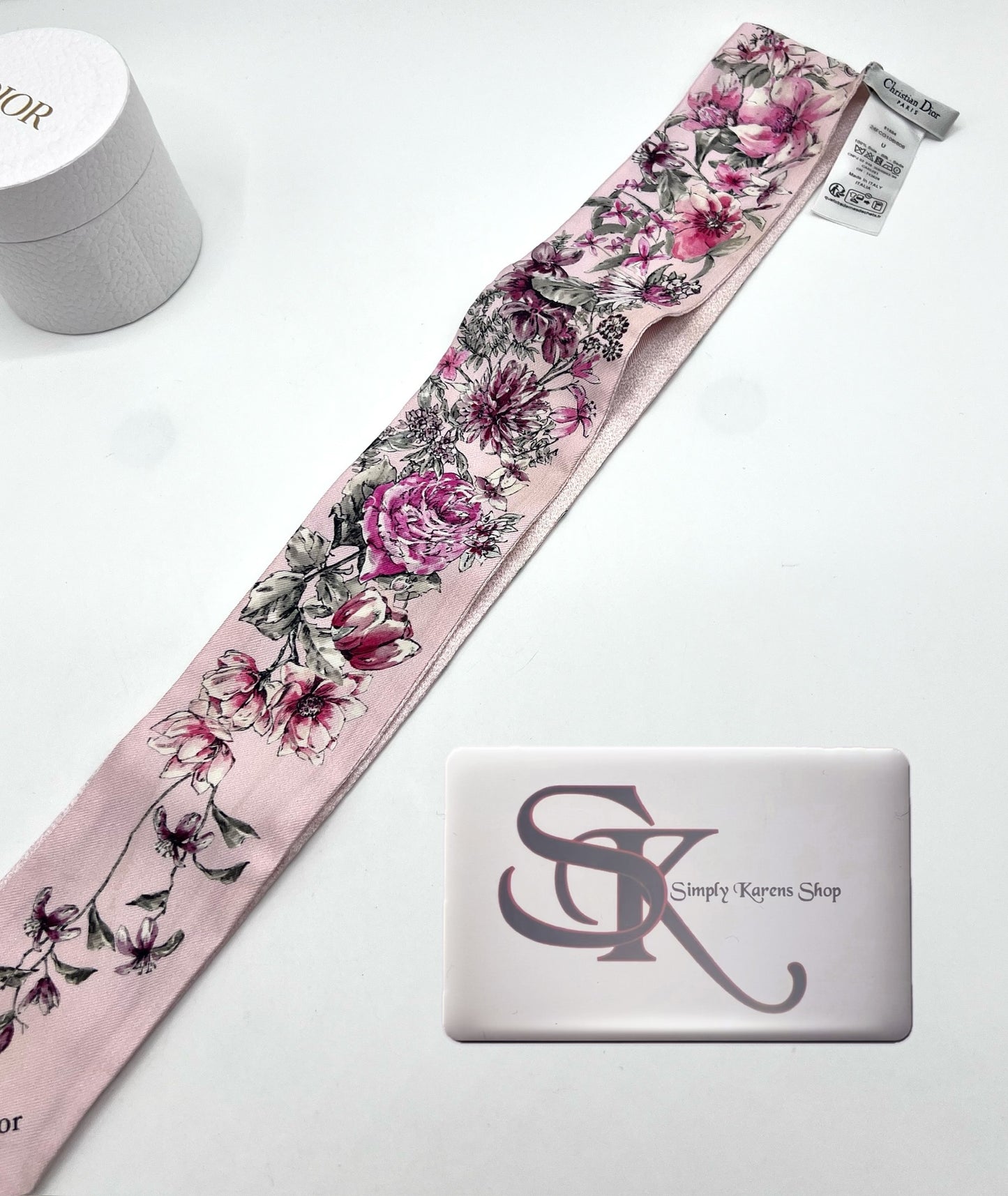 CHristian Dior Pink Floral Silk Twilly (🇵🇭P12,900)