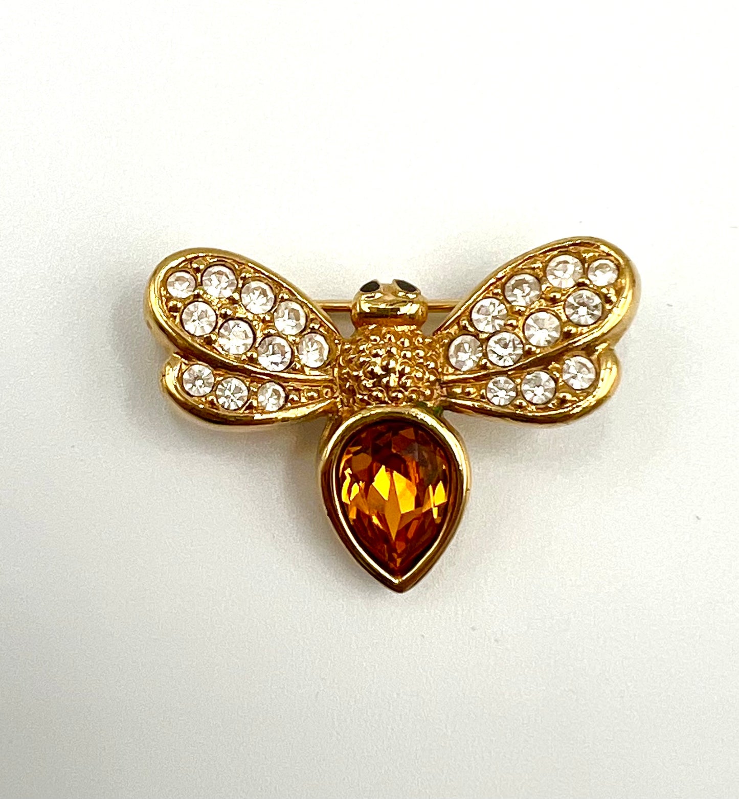 Swarovski Gold Tone Amber Topaz Crystal bee Brooch 31mm (🇵🇭P4,300)