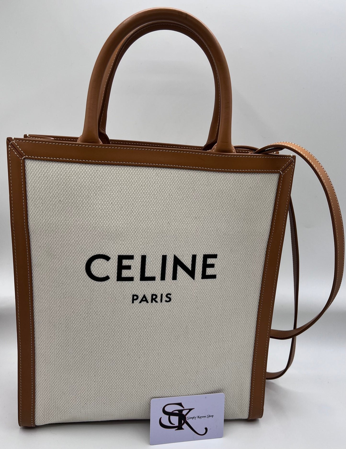 CELINE CABAS SMALL VERTICAL NATURAL TAN 2 WAY BAG