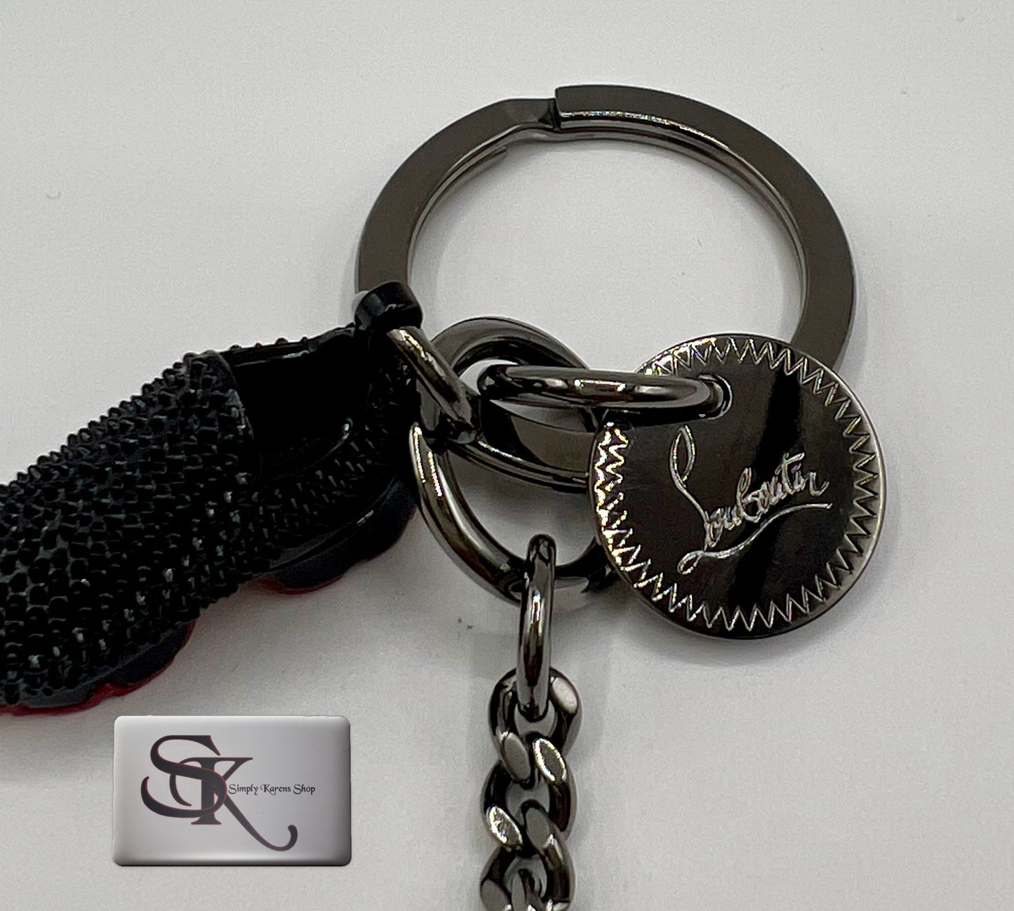 CHRISTIAN LOUBOUTIN SPIKE SNEAKER BAG CHARM / KEY HOLDER