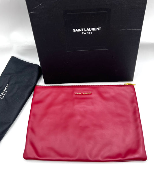 Yves Saint Laurent Red Leather Document Clutch Bag            (🇵🇭P16,340)