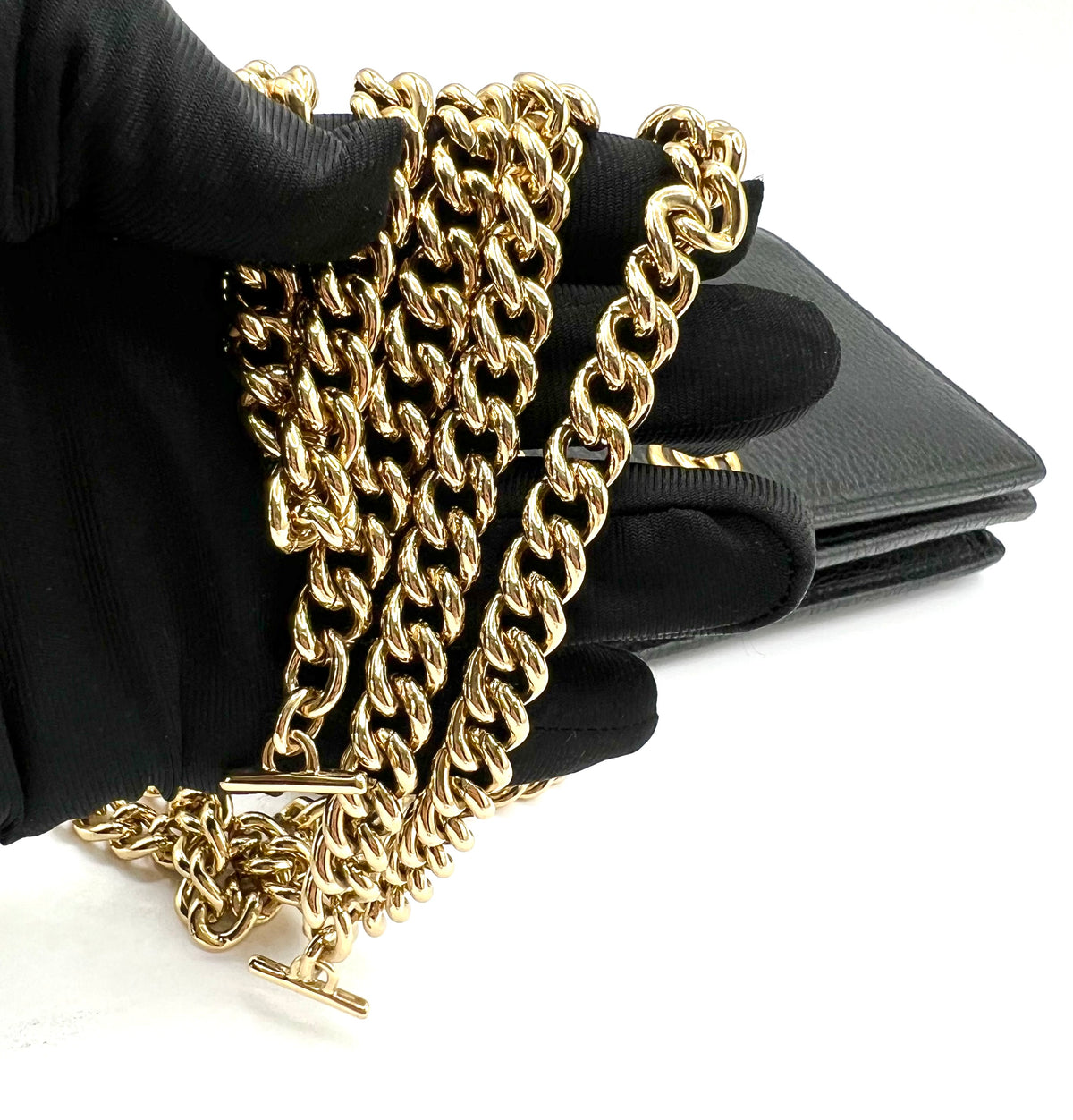 Gucci GG Marmont Black Leather Wallet On chain GHW