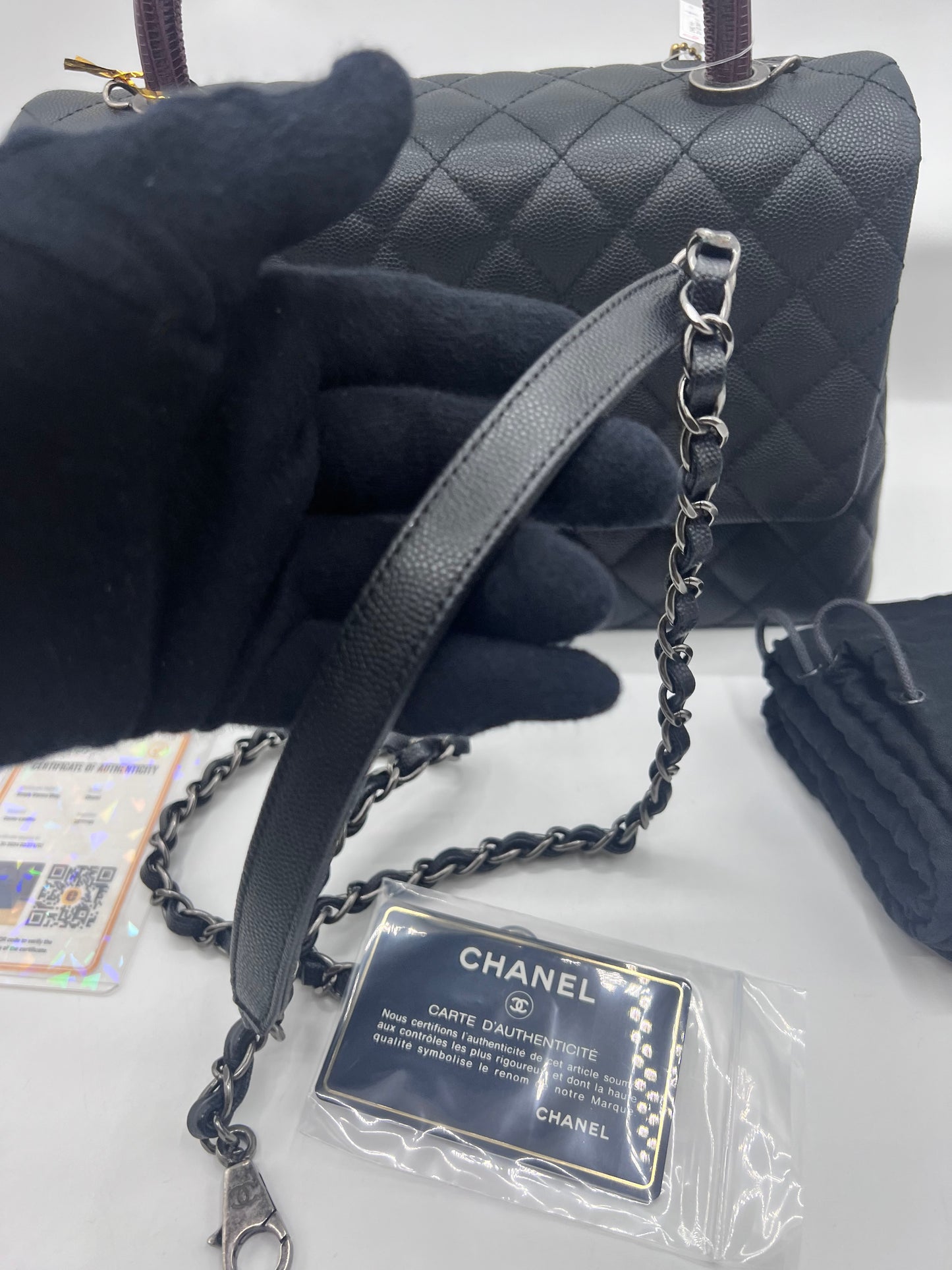 Chanel Caviar Coco python handle Matlase 2 way Bag series 23 mm size     (🇵🇭P361,200)
