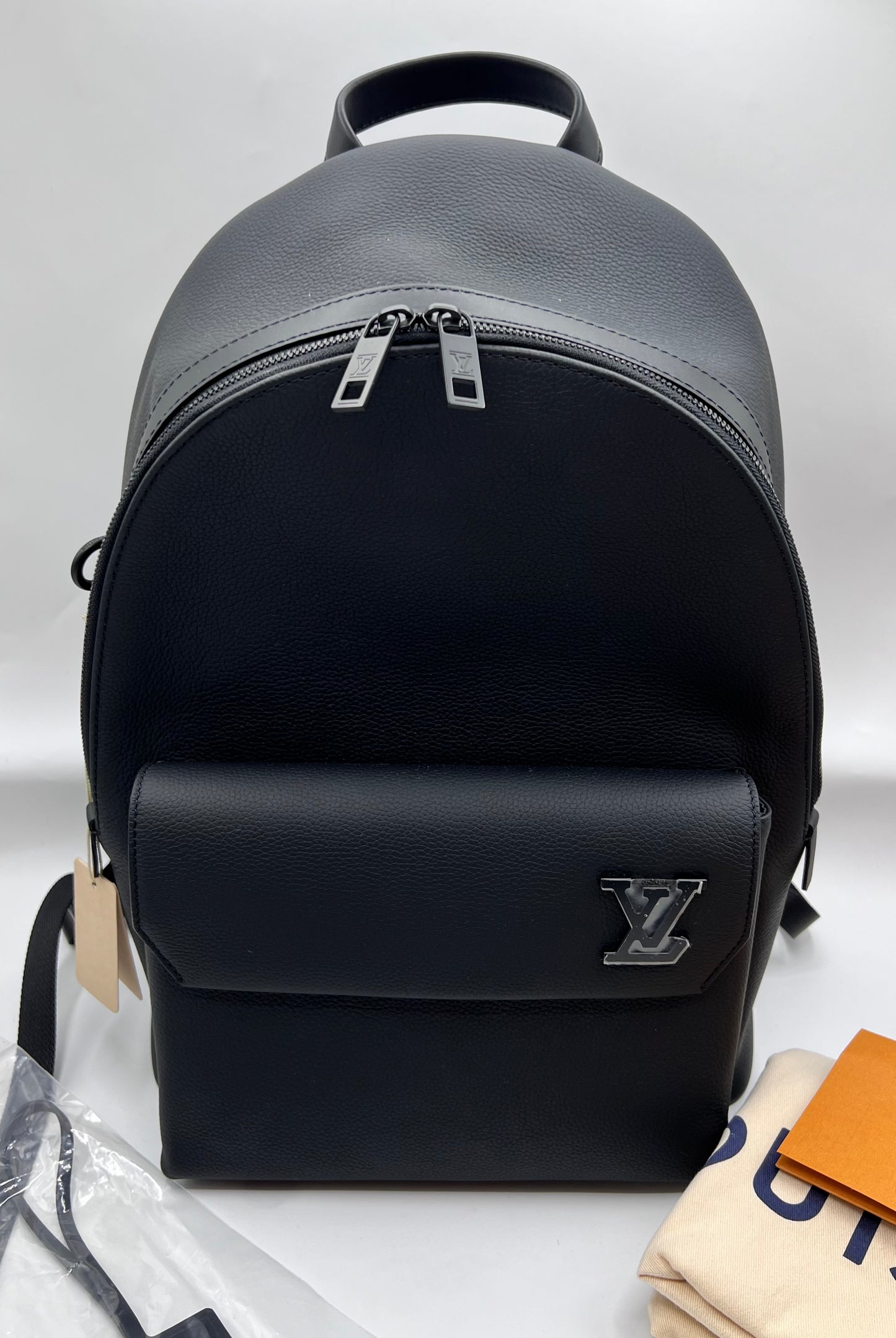 Lv Aerogram Take Off Black Leather Back Pack