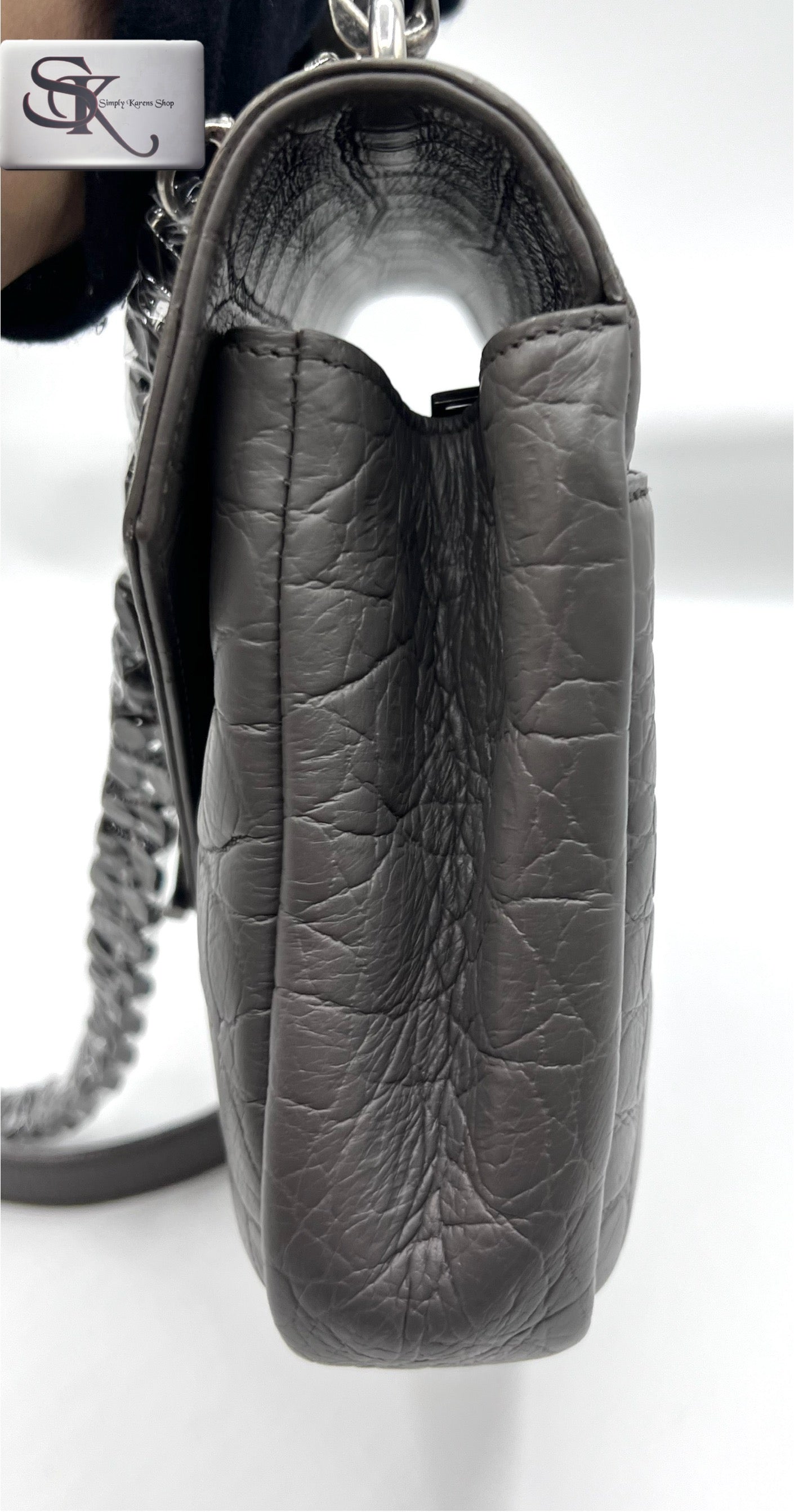 Yves Saint Laurent Gray  Croc Embossed leather College 2 way bag mm size (🇵🇭P72,240)