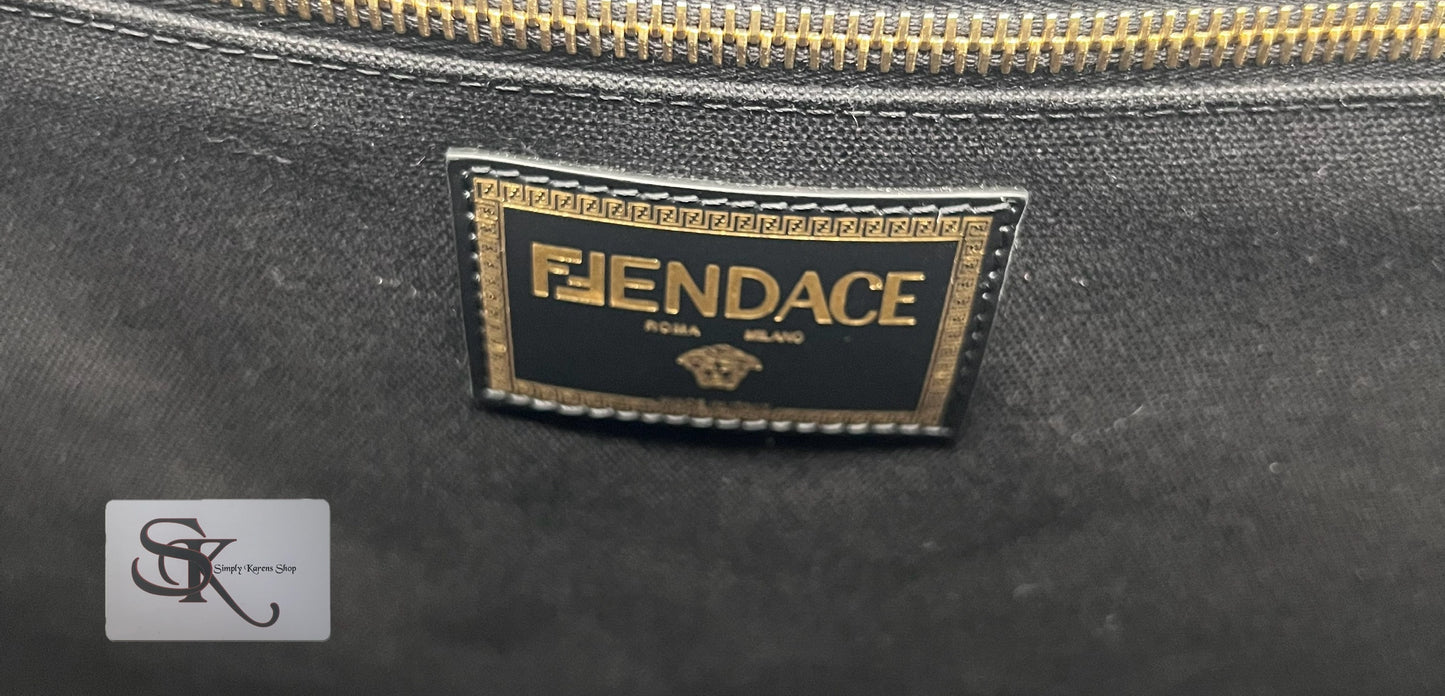 FENDI X VERSACE CANVAS FENDACE  LOGO SHOPPING 2 WAY BAG