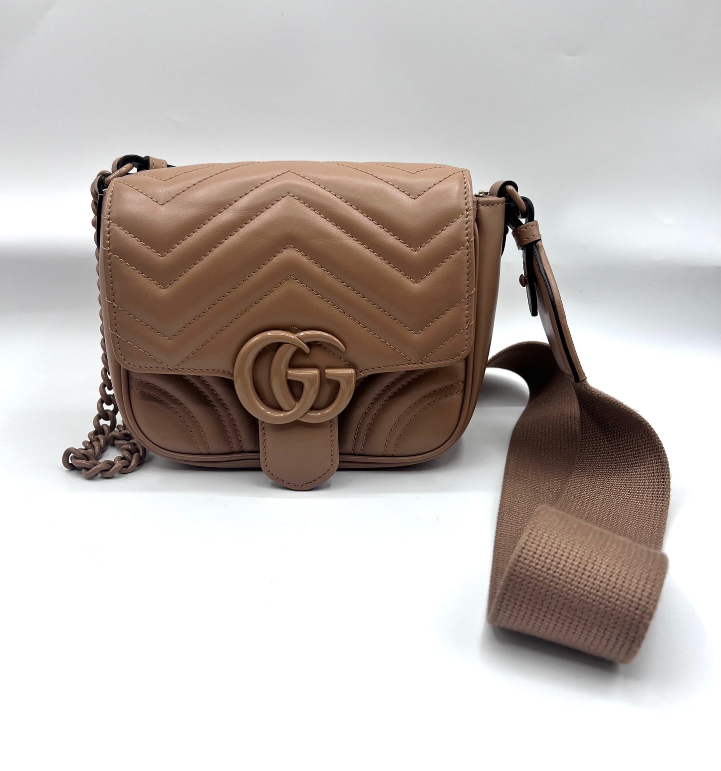 Gucci GG Marmont Neutral Mini Padded Crossbody Bag